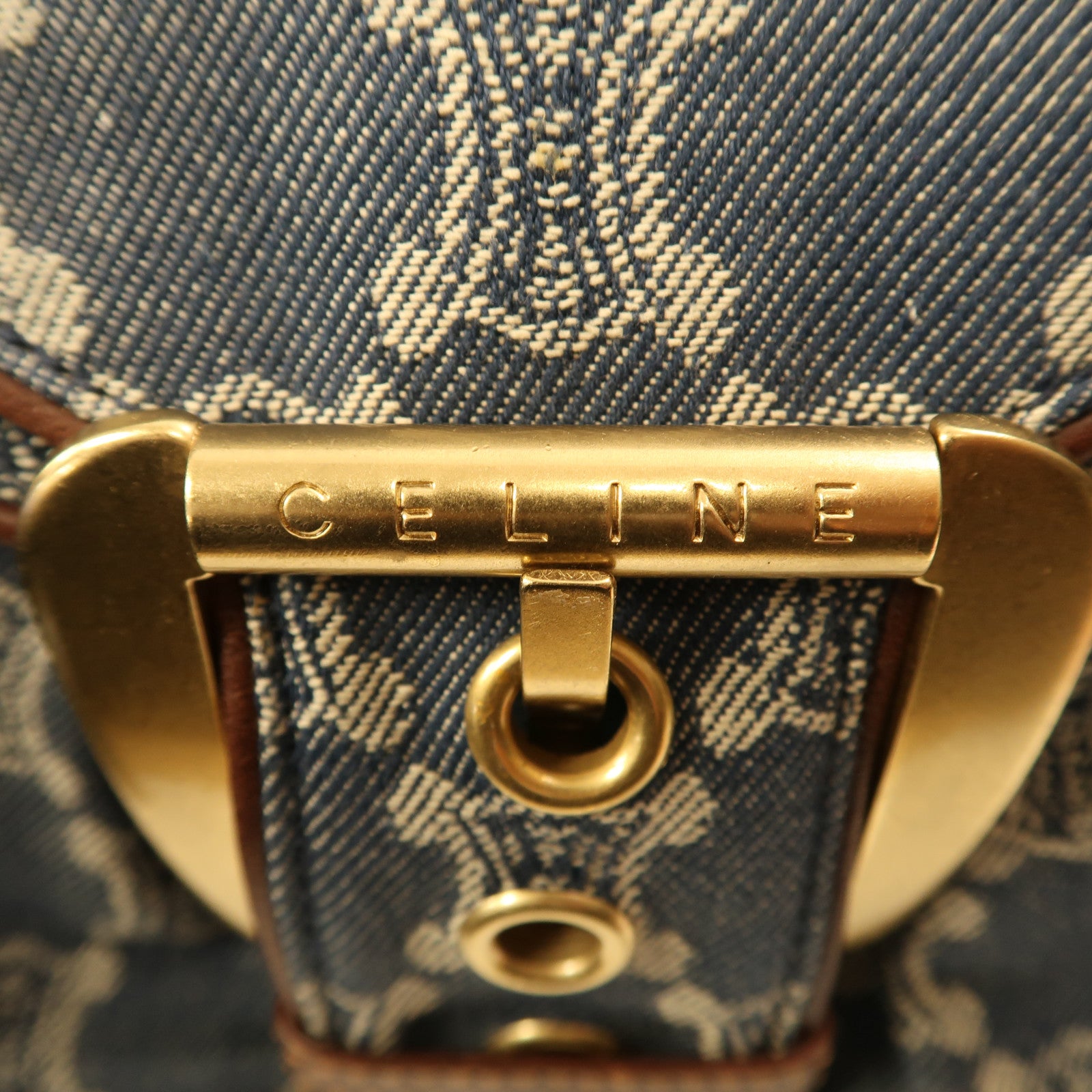 CELINE【激減優惠】 帆布Shoulder Bag金扣肩背袋藍色