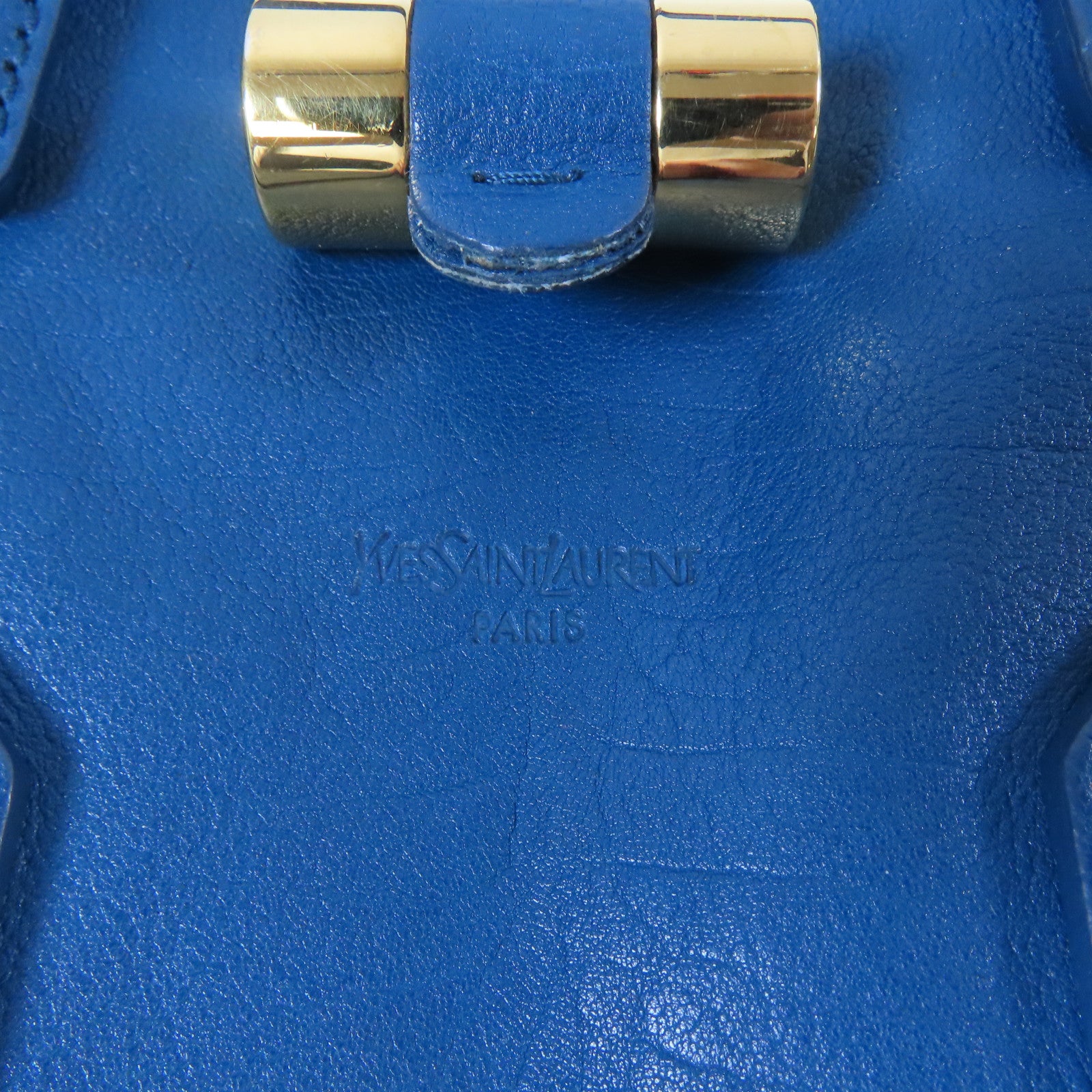 SAINT LAURENT 牛皮皮革Hand Bag金扣手挽袋藍色