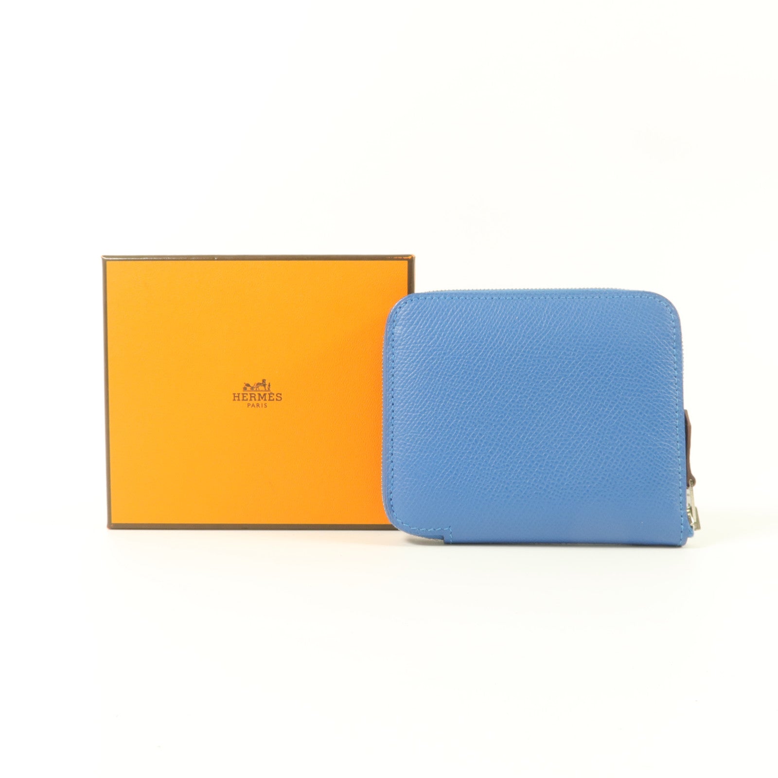 HERMES Epsom皮革Silk in Compact錢包Cobalt