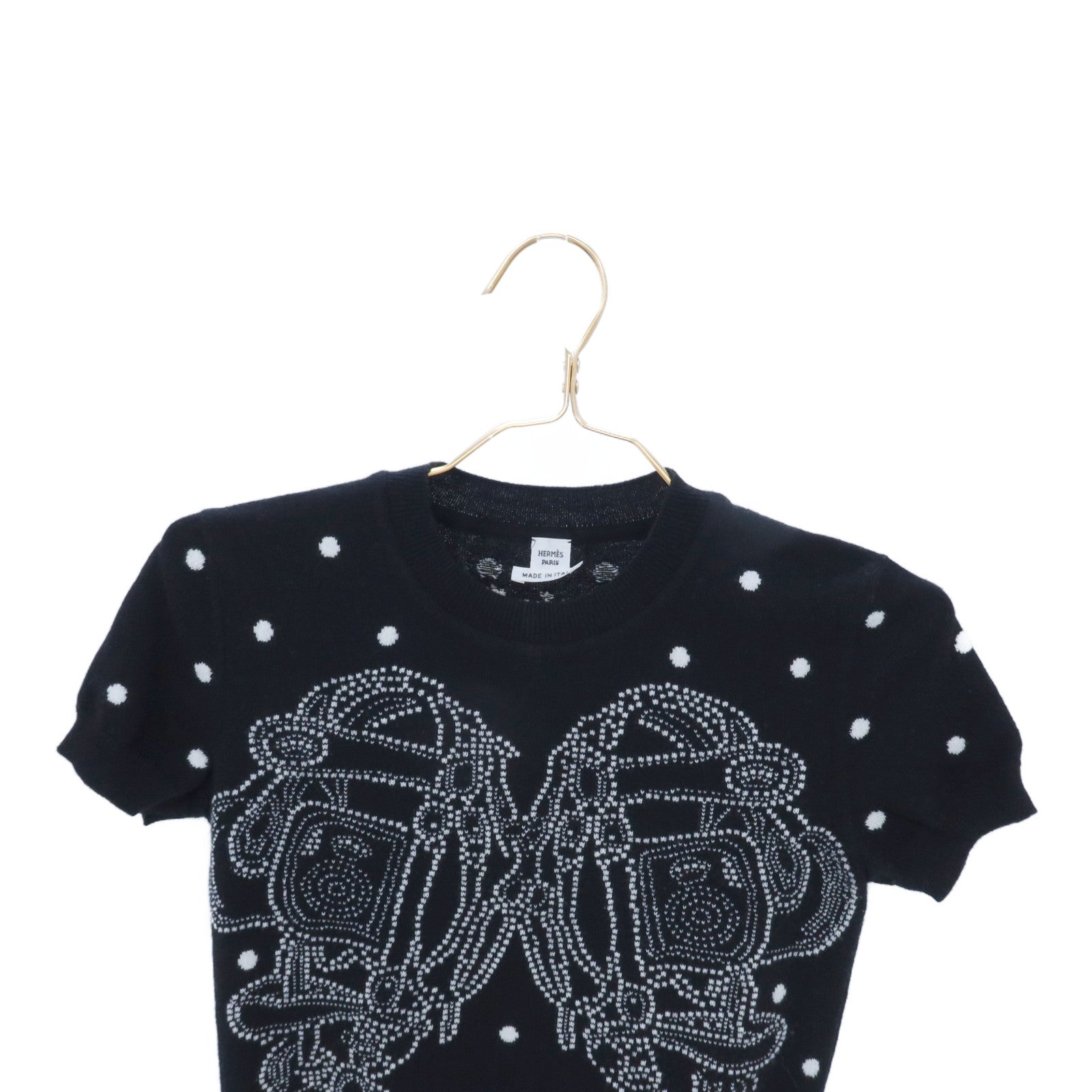 HERMES Cashmere/Cotton Bride De Gala Knit Top針織