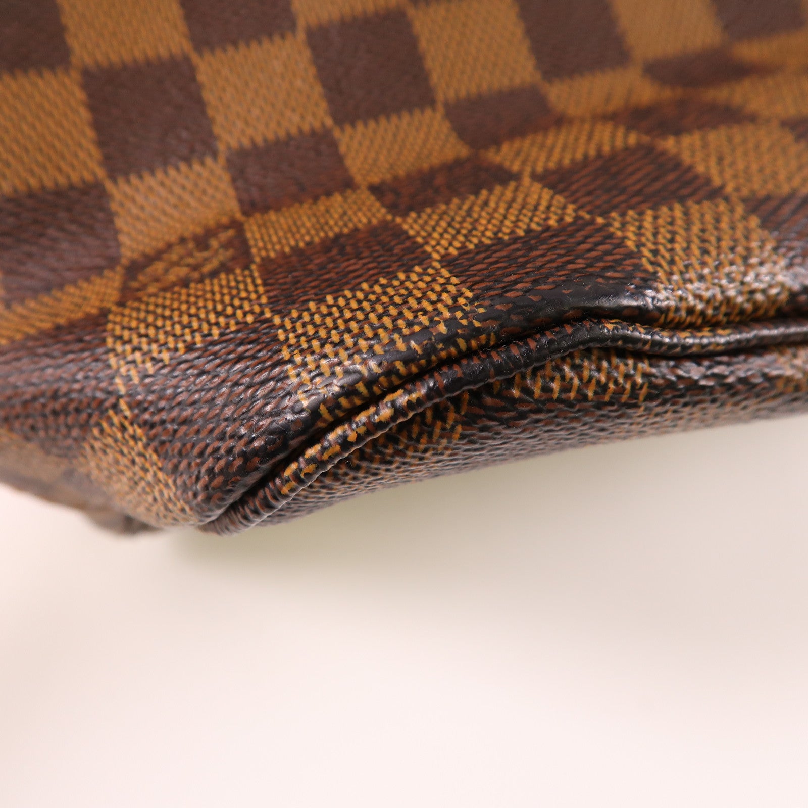 LOUIS VUITTON Damier Neverfull MM金扣手挽袋