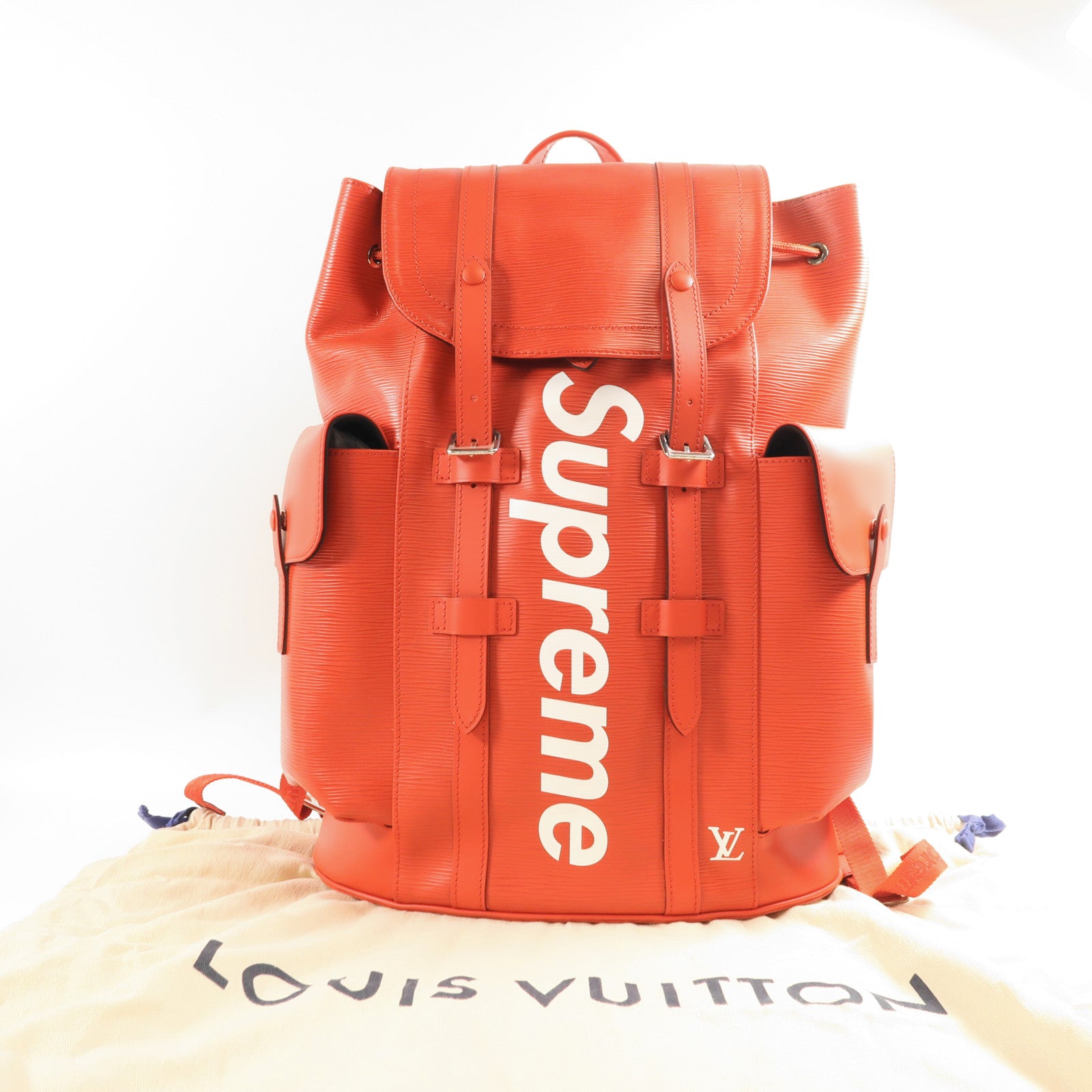 LOUIS VUITTON Epi Supreme Christopher Backpack銀扣背包