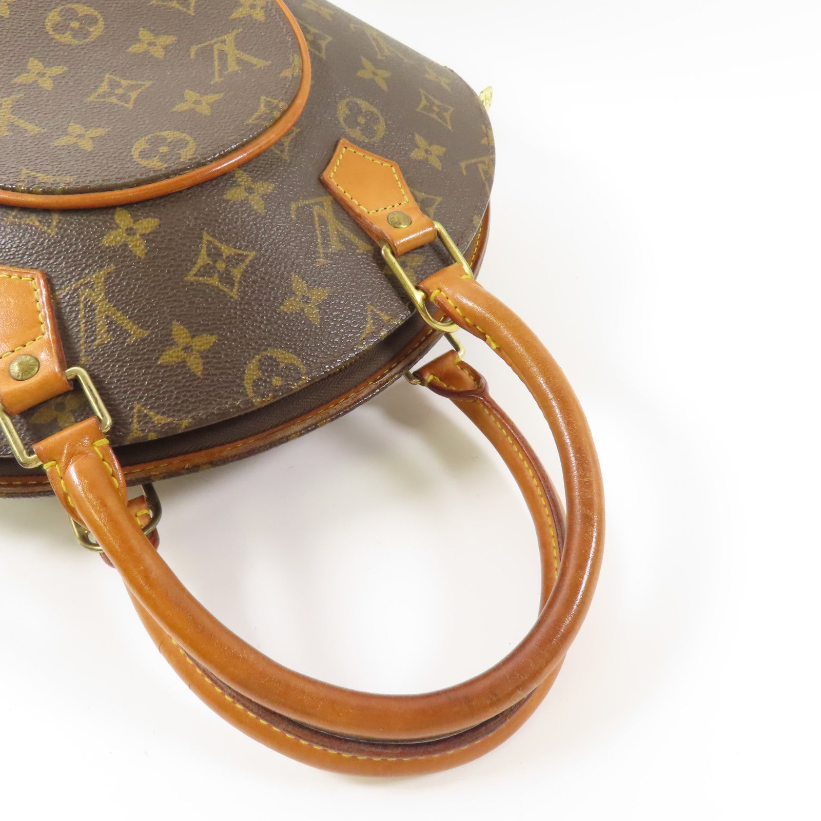 LOUIS VUITTON Monogram Ellipse PM金扣手挽袋棕色