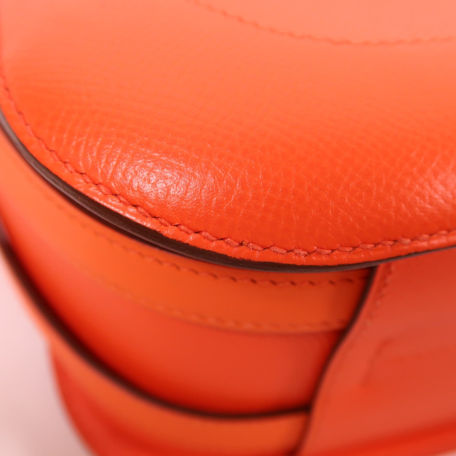 HERMES Epsom皮革Harnais Bag銀扣肩背袋Orange