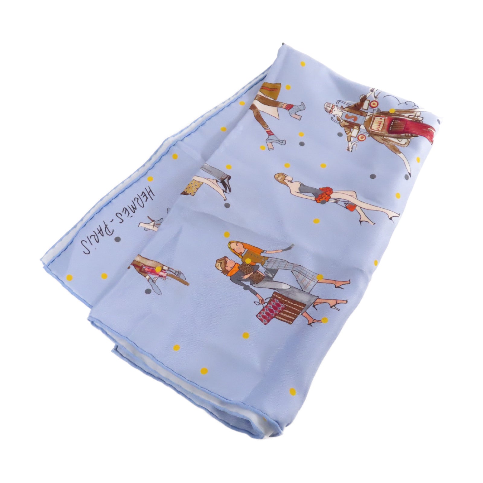 HERMES 【激減優惠】絲質65x65 Scarf絲巾藍色/彩色
