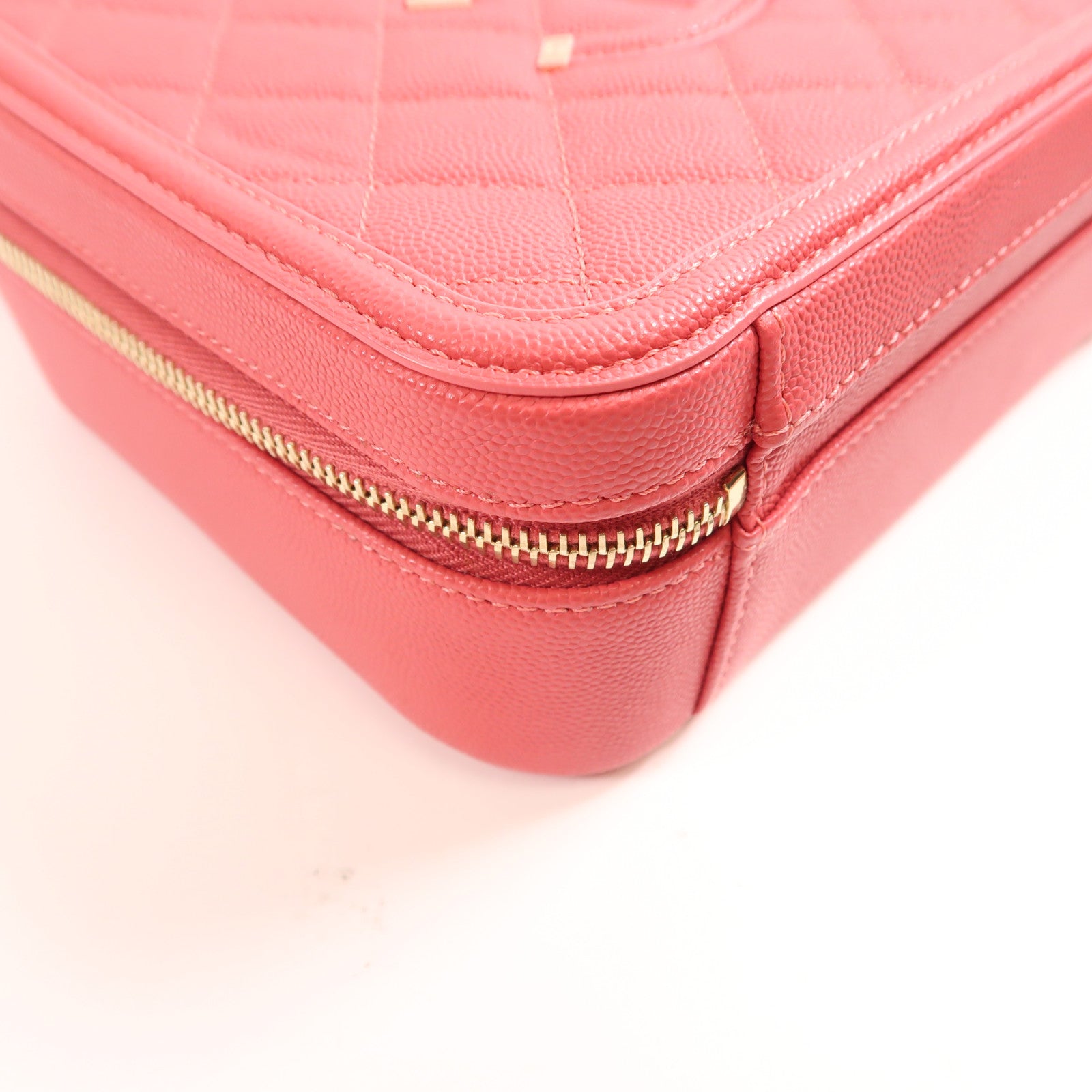 CHANEL 牛皮皮革Vanity Case金扣鏈帶手挽肩背兩用袋