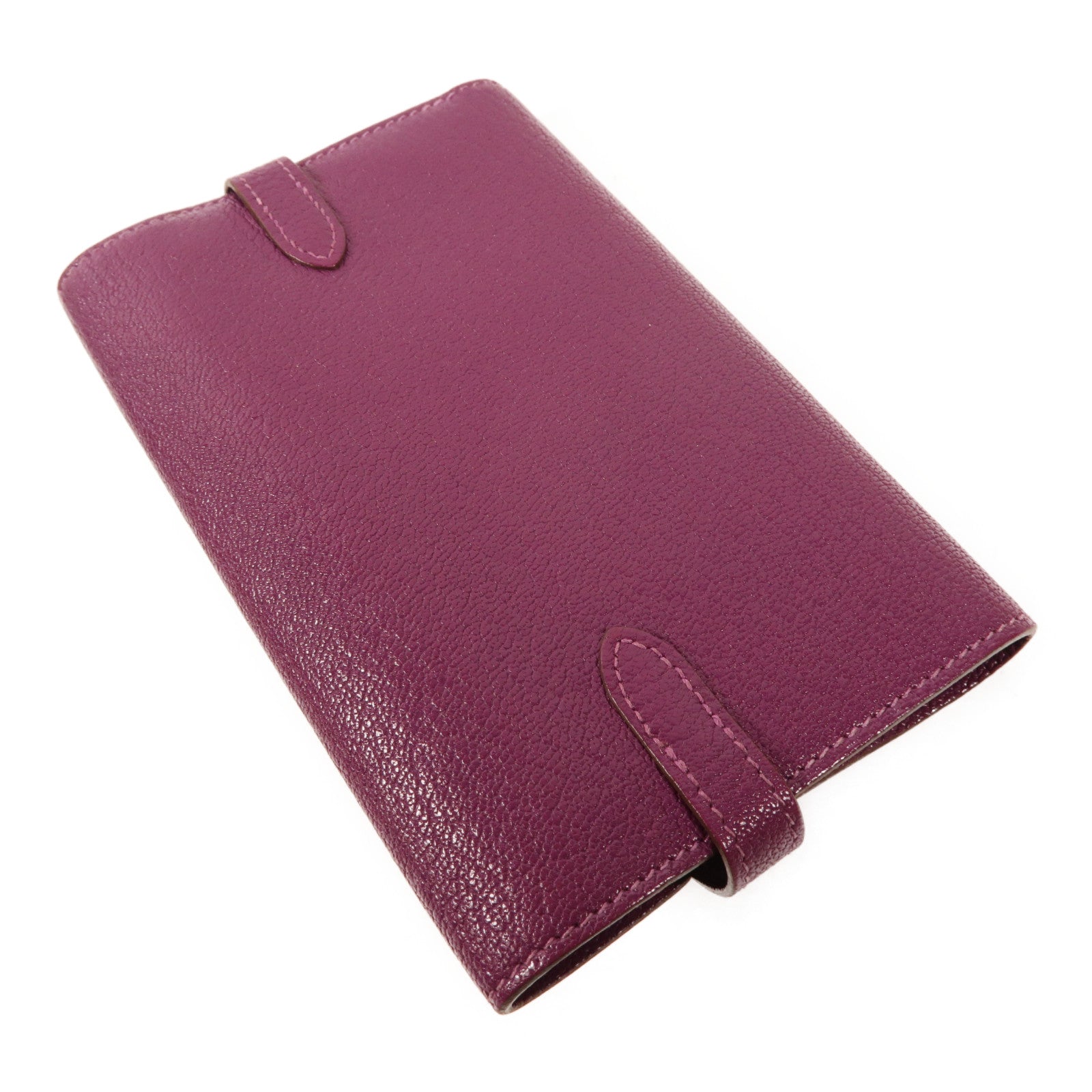 HERMES Chevre皮革Kelly Depliant Wallet銀扣錢包Anemone