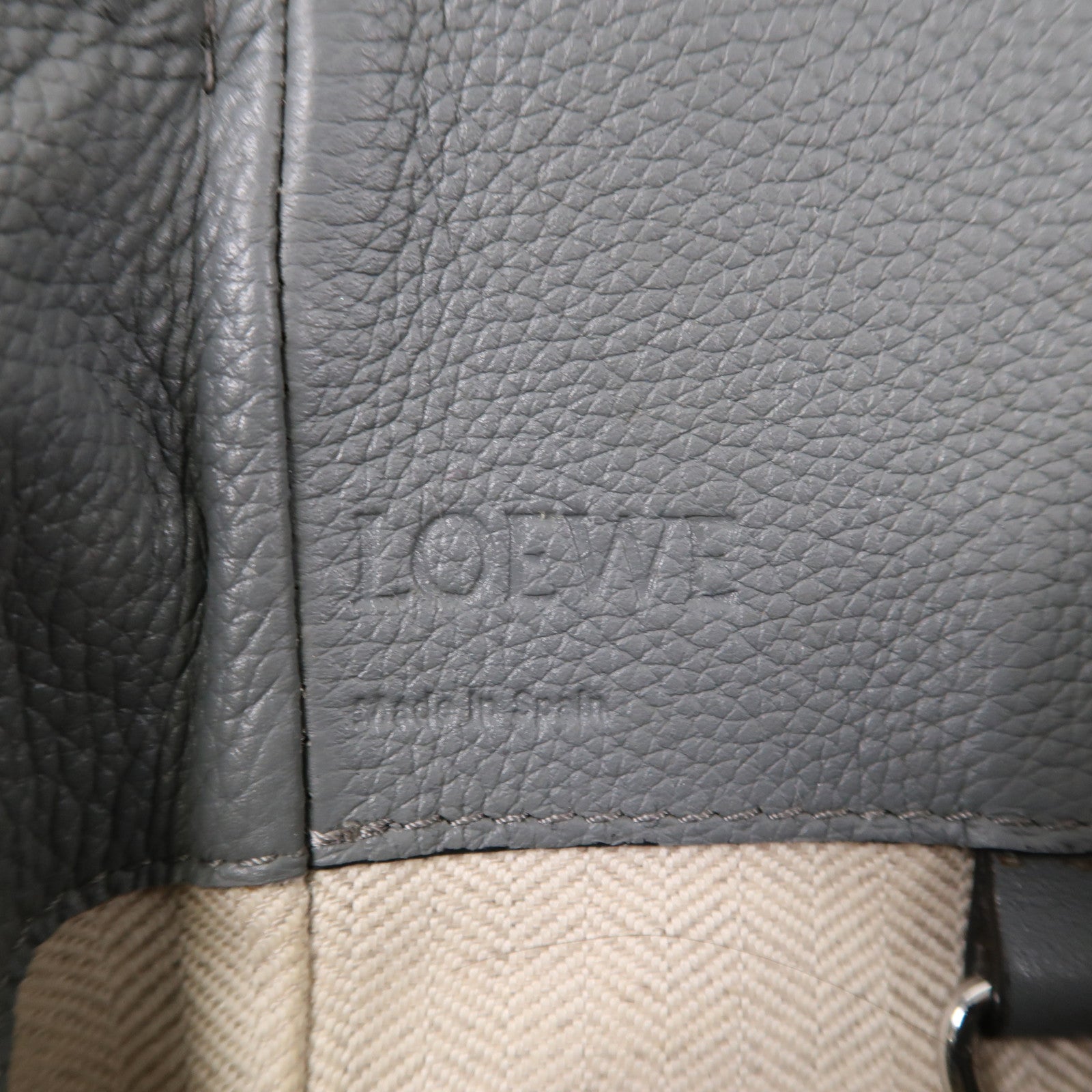 LOEWE 牛皮皮革Hammock銀扣手挽肩背兩用袋灰色