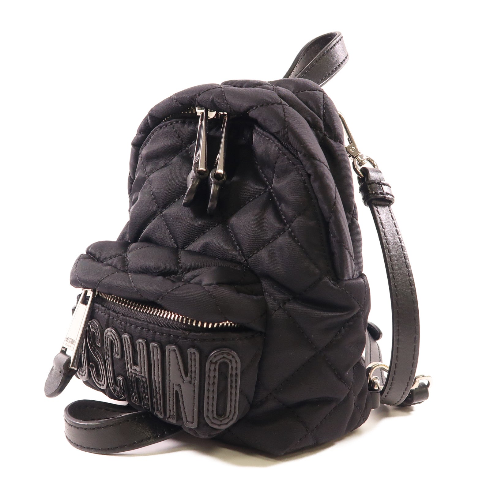 MOSCHINO 尼龍Mini Backpack銀扣背包