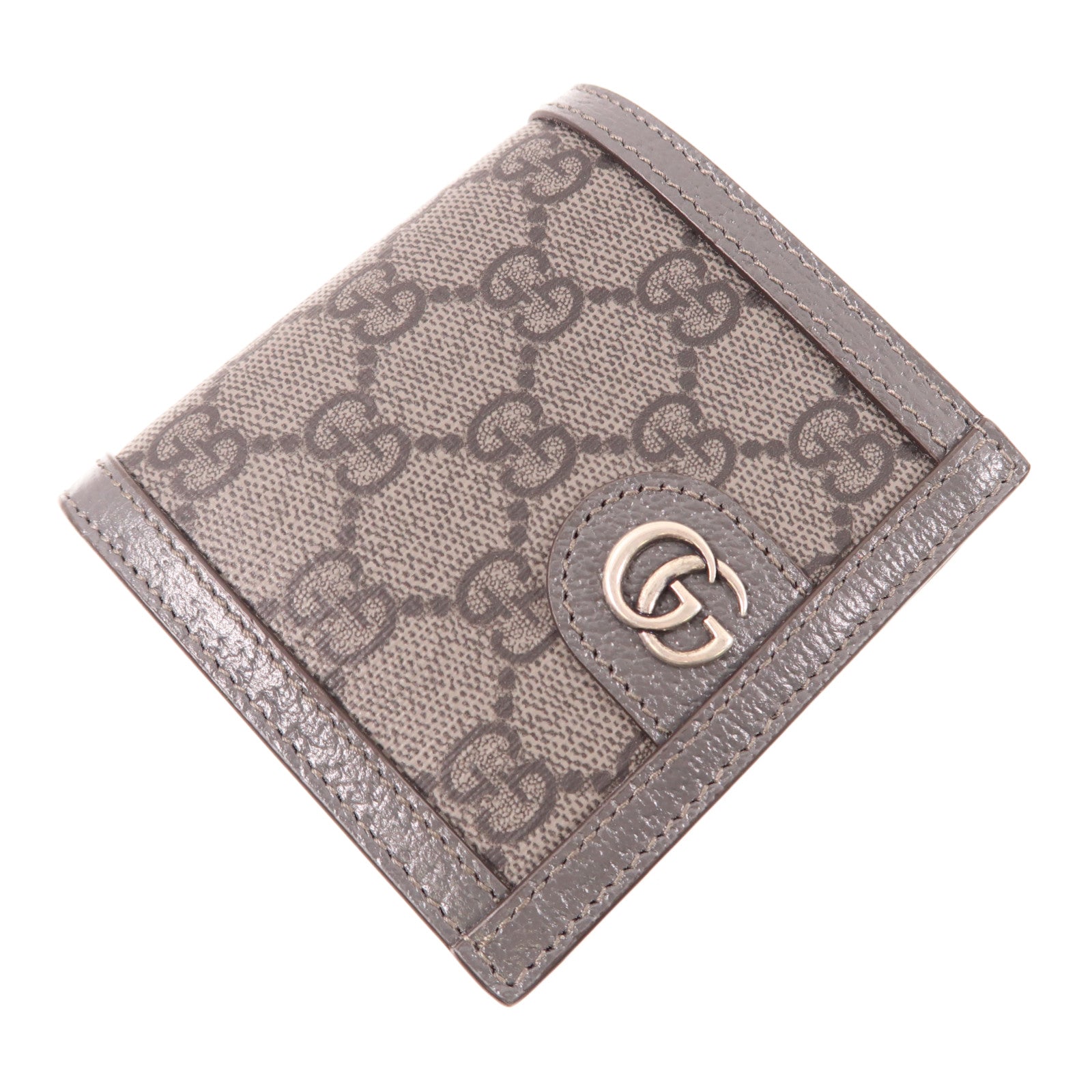 GUCCI 塗層帆布/皮革Ophidia Wallet銀扣錢包灰色