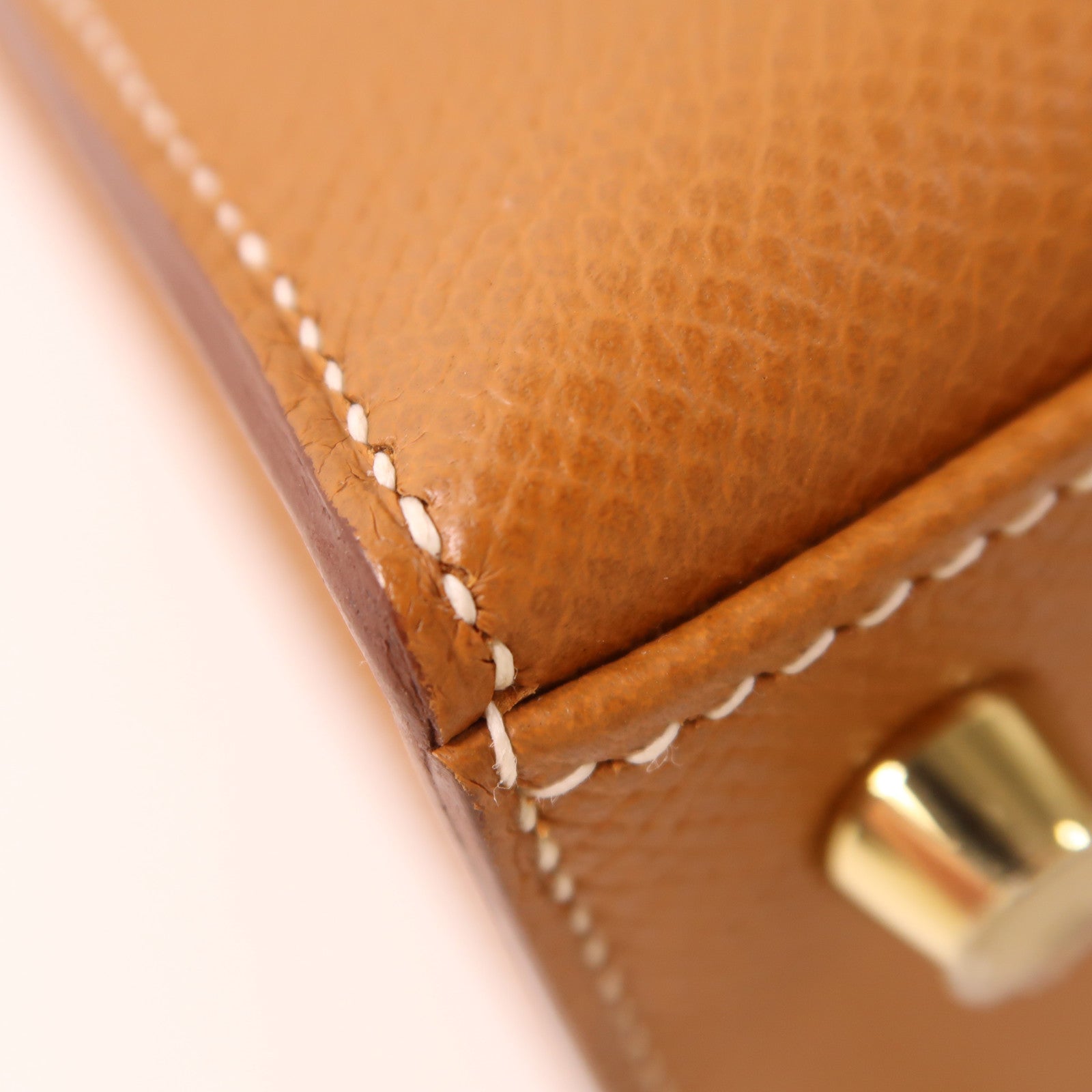 HERMES Epsom皮革Kelly 25金扣手挽肩背兩用袋Gold棕色