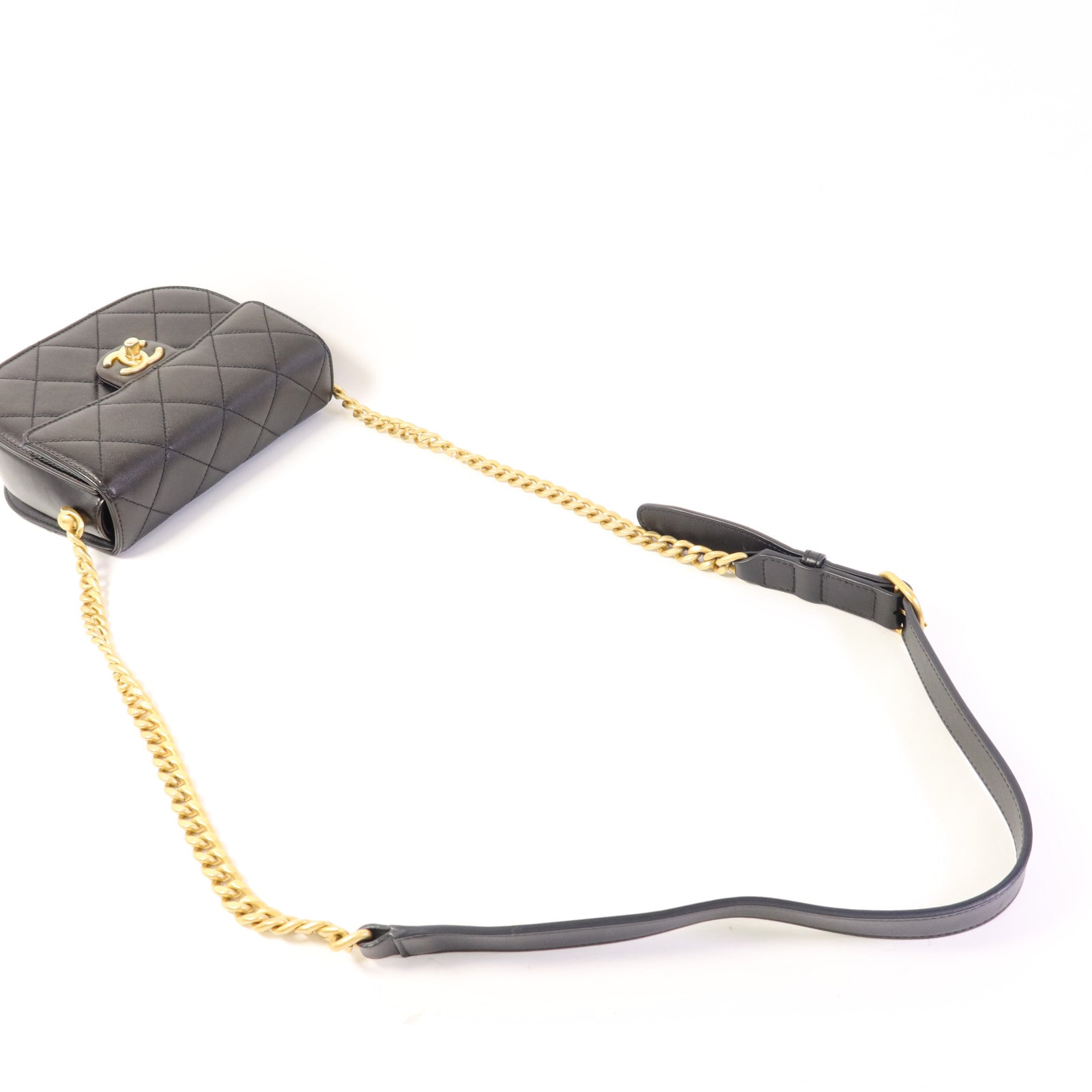 CHANEL 牛皮皮革Chain Shoulder Bag金扣鏈帶肩背袋