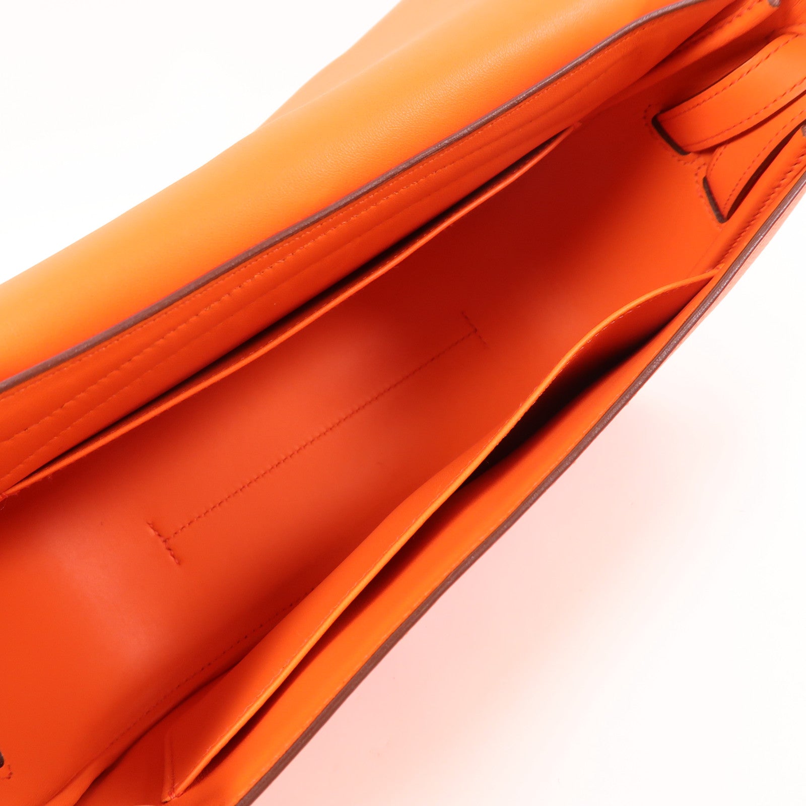 HERMES Epsom皮革Harnais Bag銀扣肩背袋Orange