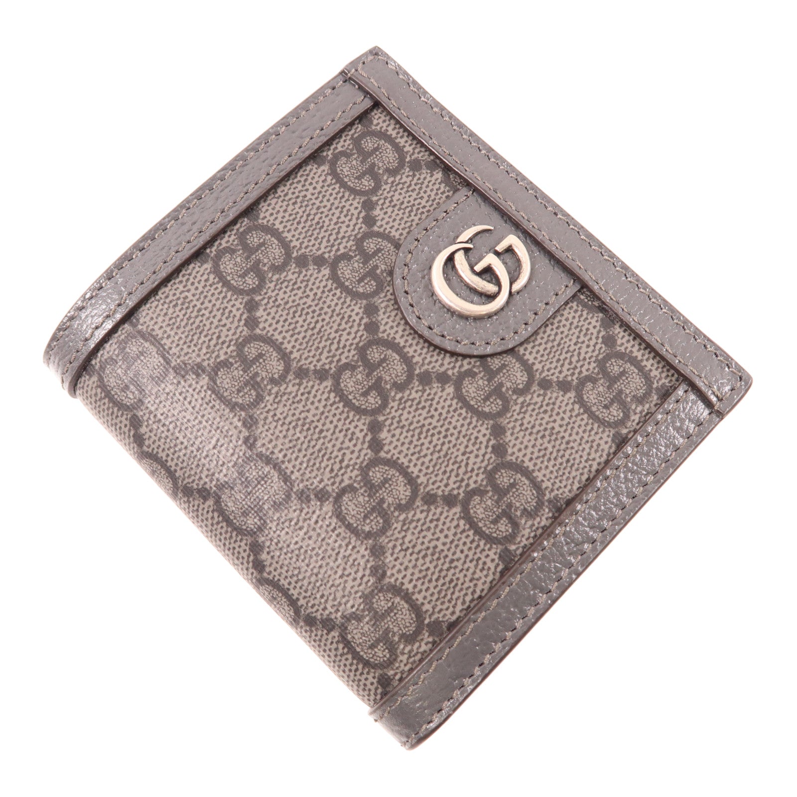 GUCCI 塗層帆布/皮革Ophidia Wallet銀扣錢包灰色