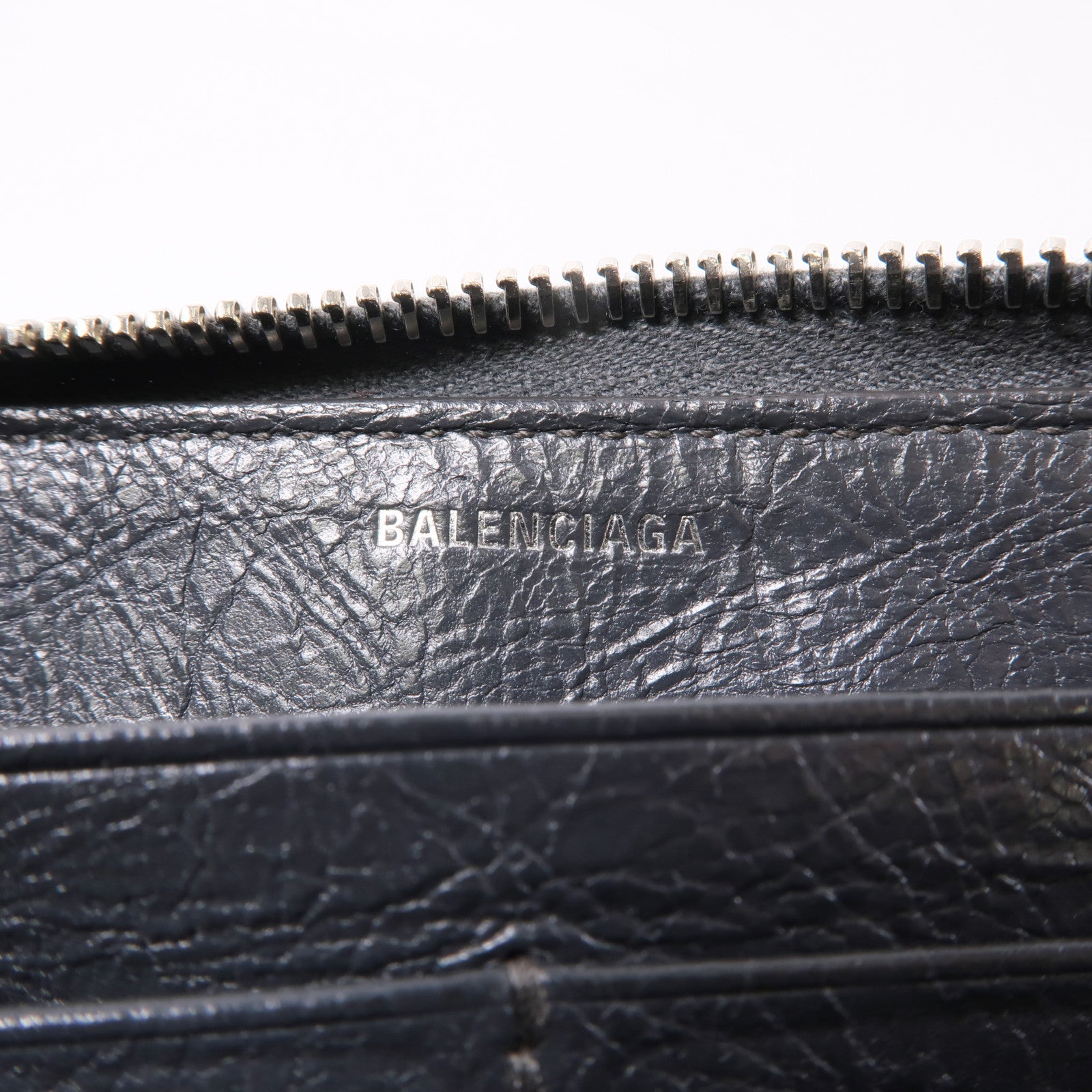 BALENCIAGA 皮革Long Wallet銀扣長錢包灰色