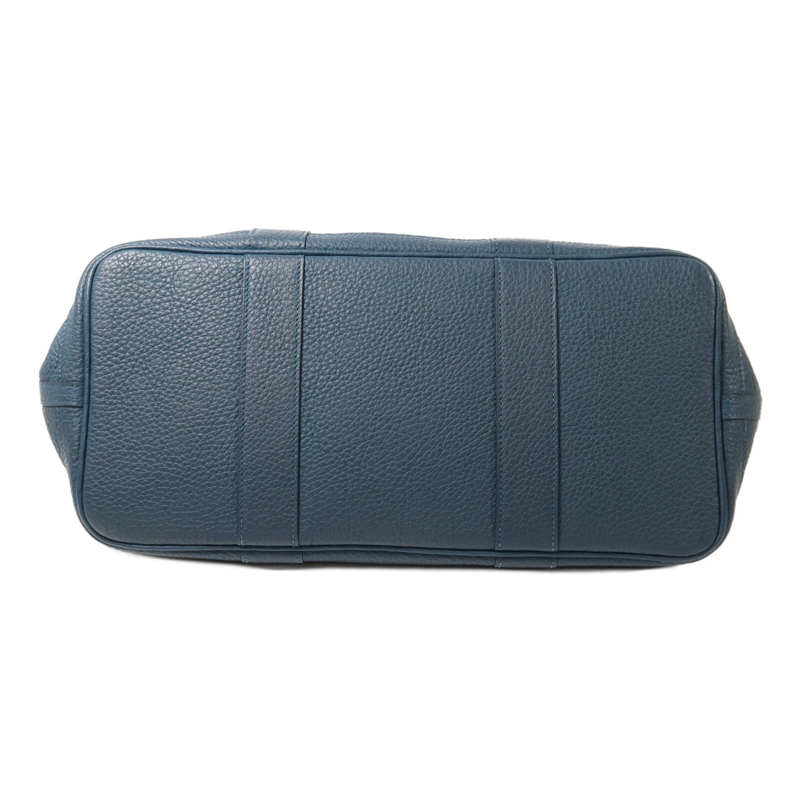 HERMES Clemence皮革Garden Party PM手挽袋Bleu Tempete