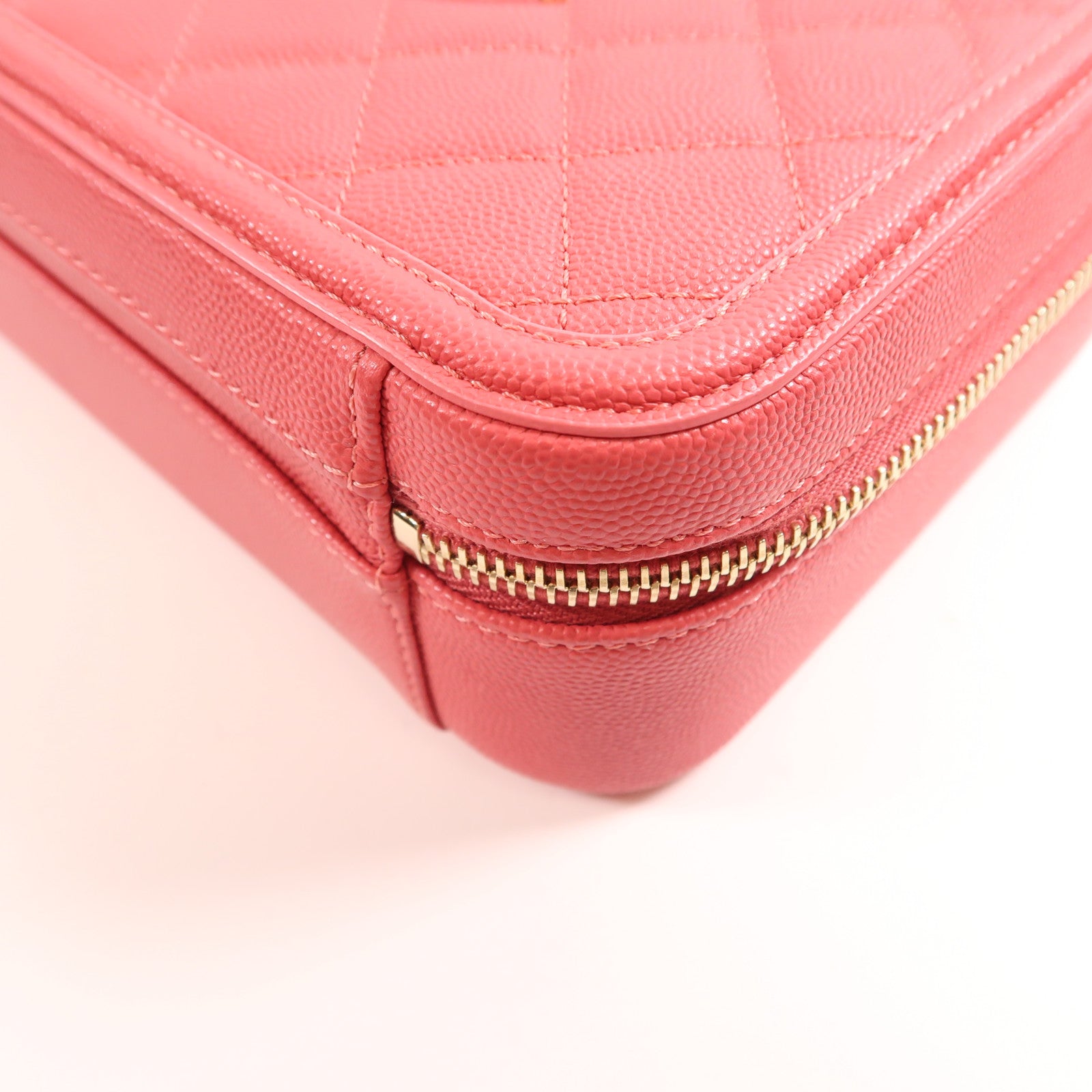 CHANEL 牛皮皮革Vanity Case金扣鏈帶手挽肩背兩用袋