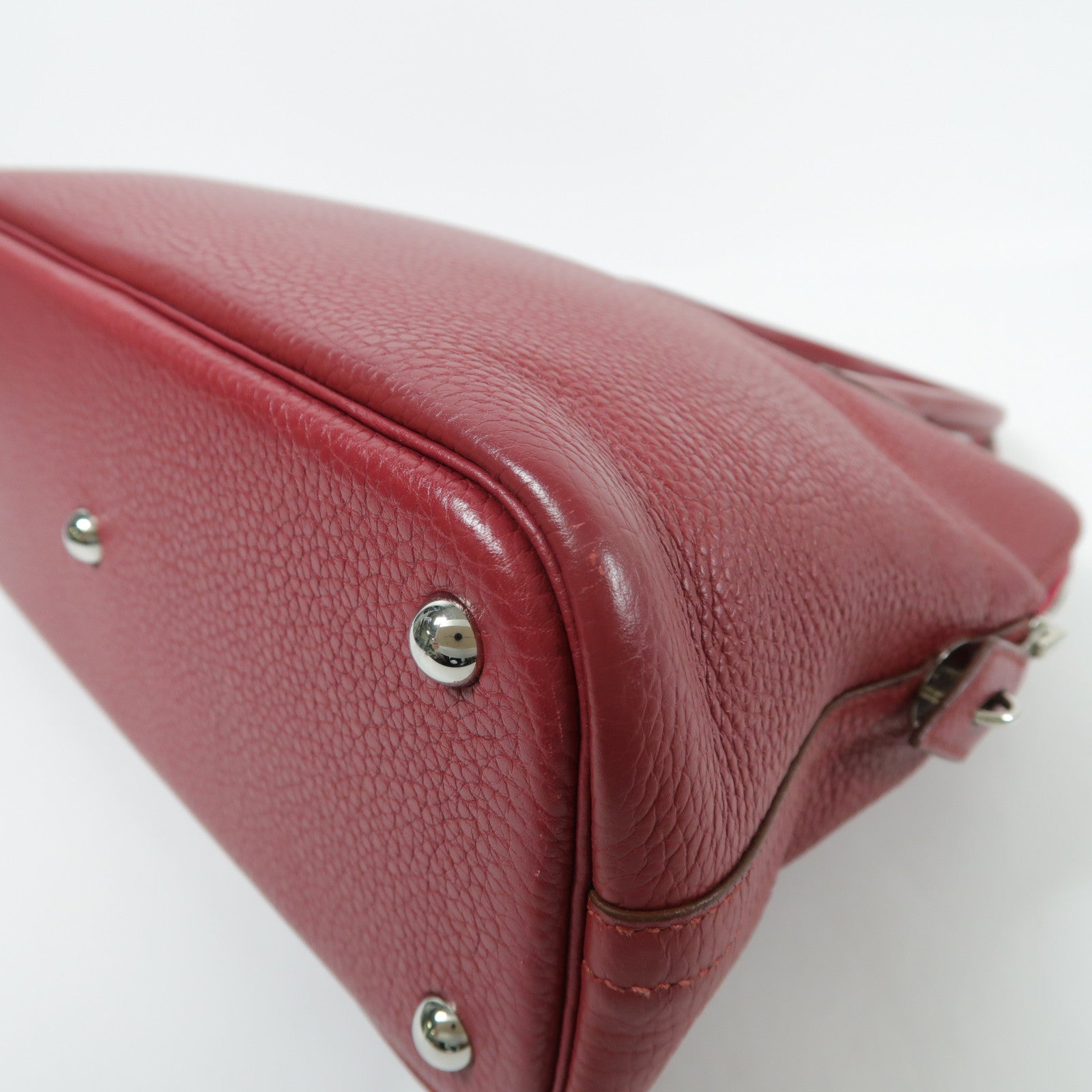 HERMES Clemence皮革Bolide 31銀扣手挽袋Rubis