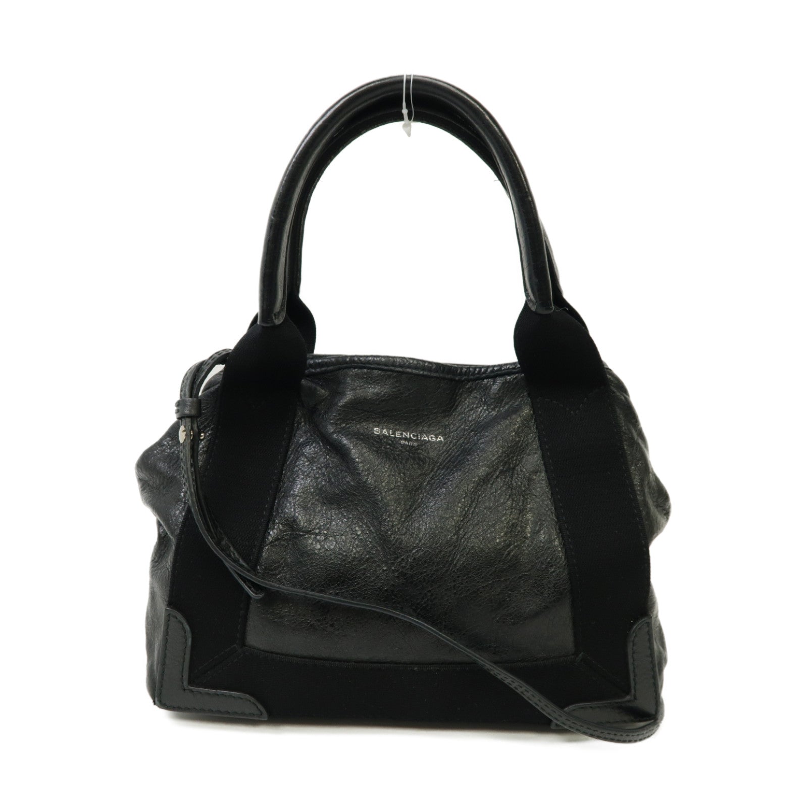 BALENCIAGA 牛皮皮革Cabas XS銀扣手挽肩背兩用袋黒色