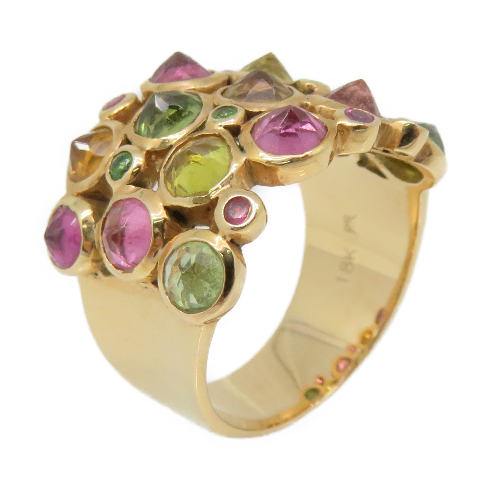 JEWELRY 18K玫瑰金/3.66ct彩色宝石Jewelry Ring戒指US#6.5