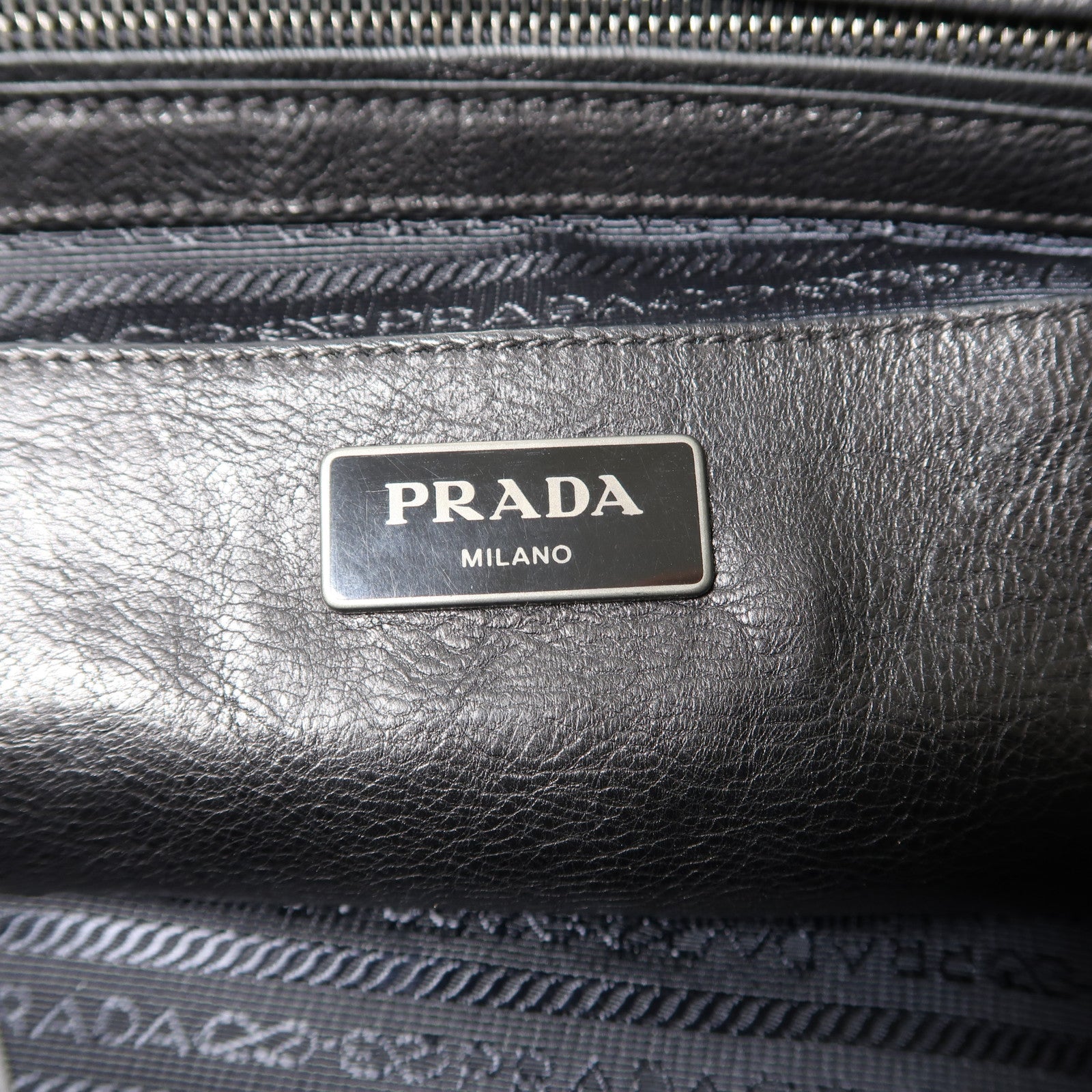 PRADA 【激減優惠】牛皮皮革Shouledr Bag銀扣手挽肩背兩用袋灰色/黑色