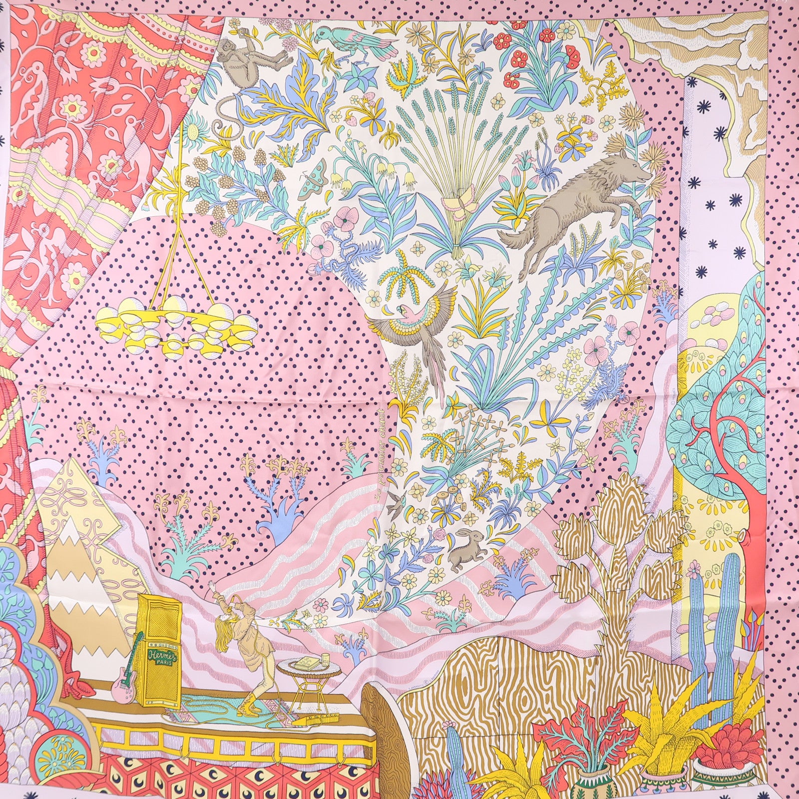 HERMES 絲質Scarf 90x90絲巾粉紅色
