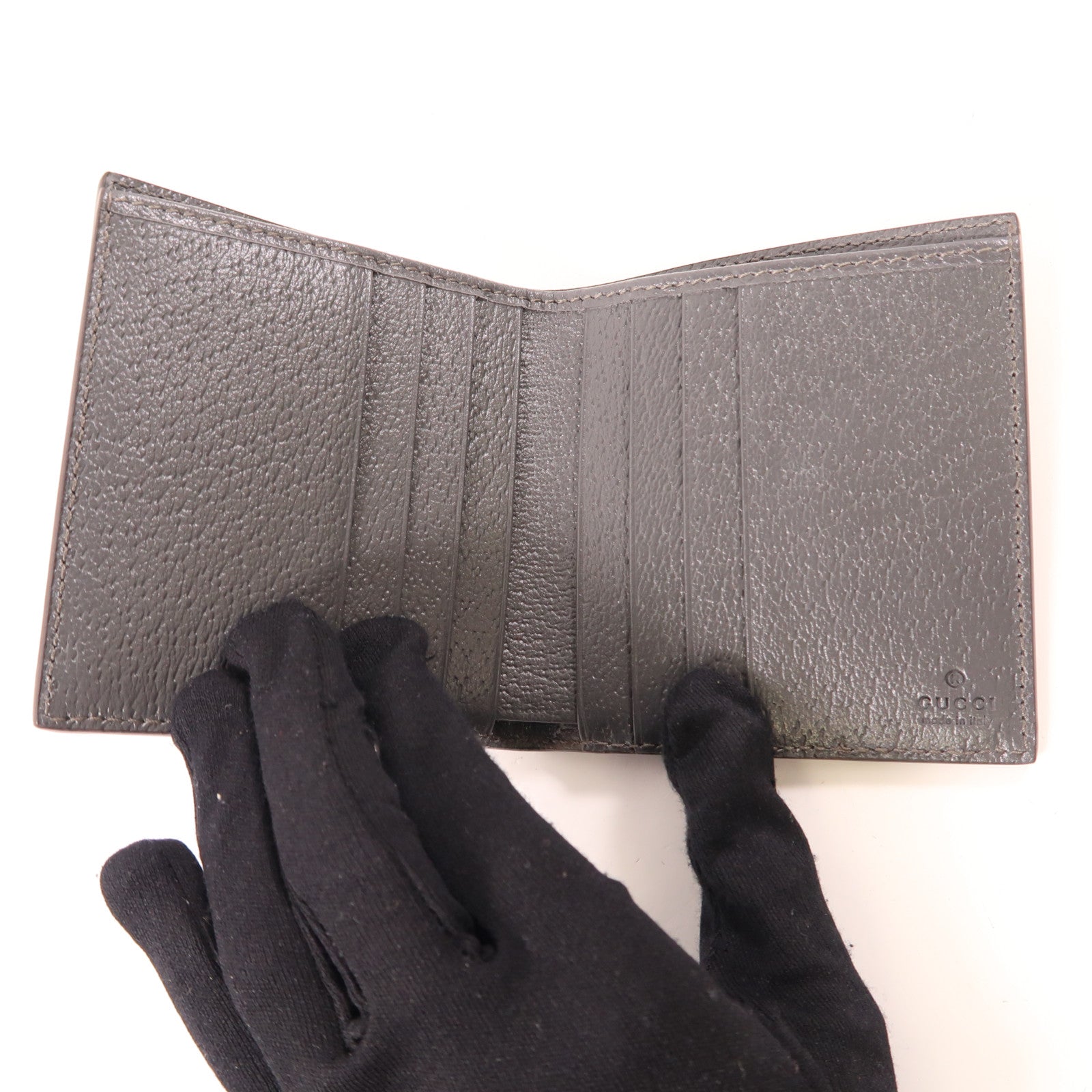 GUCCI 塗層帆布/皮革Ophidia Wallet銀扣錢包灰色