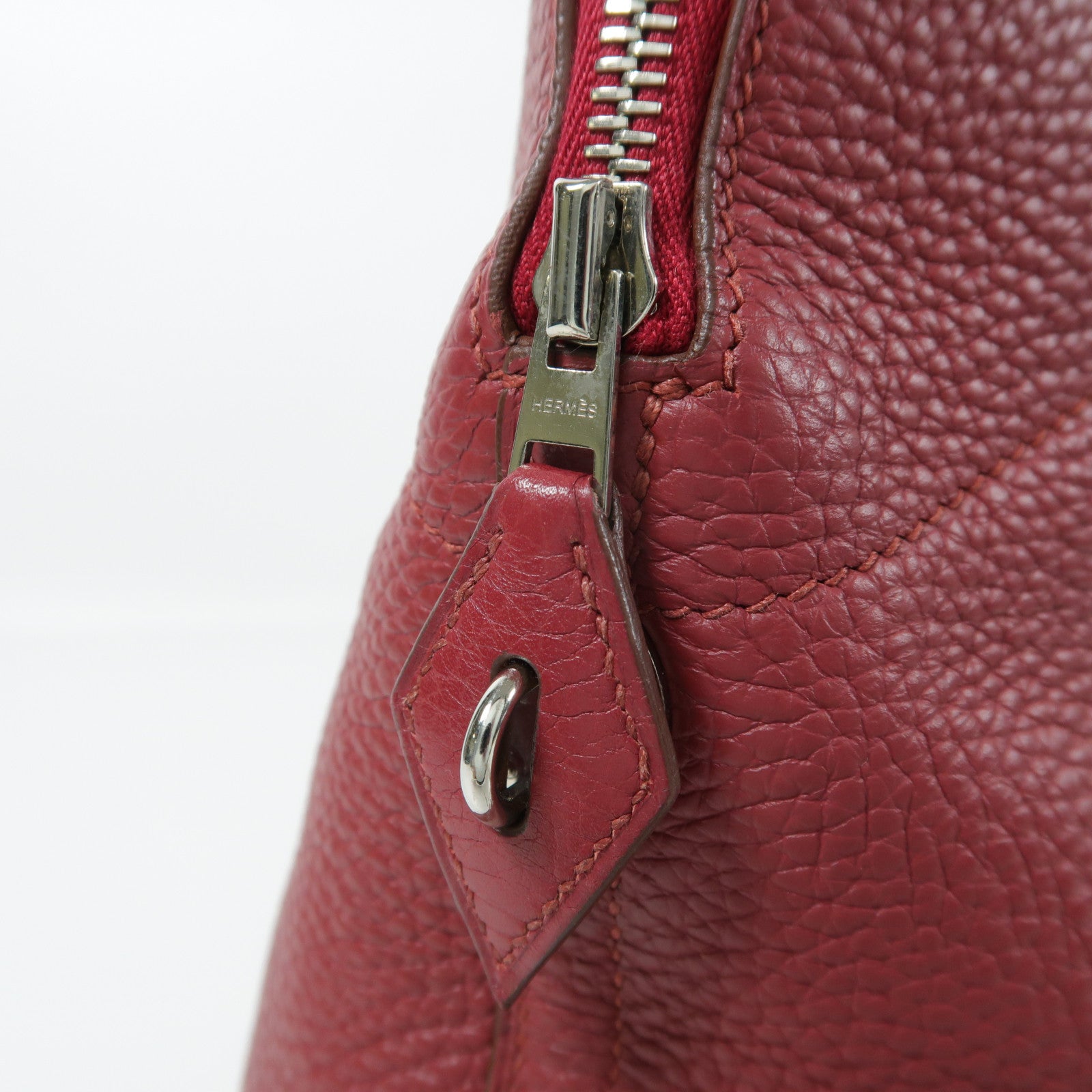 HERMES Clemence皮革Bolide 31銀扣手挽袋Rubis