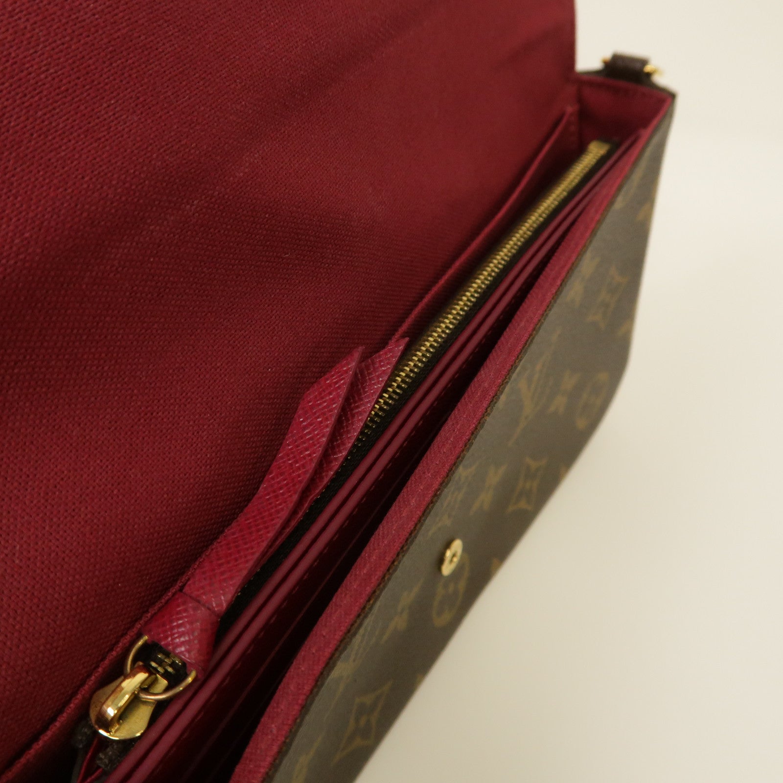 LOUIS VUITTON Monogram Pochette Felice金扣鏈帶肩背袋啡色