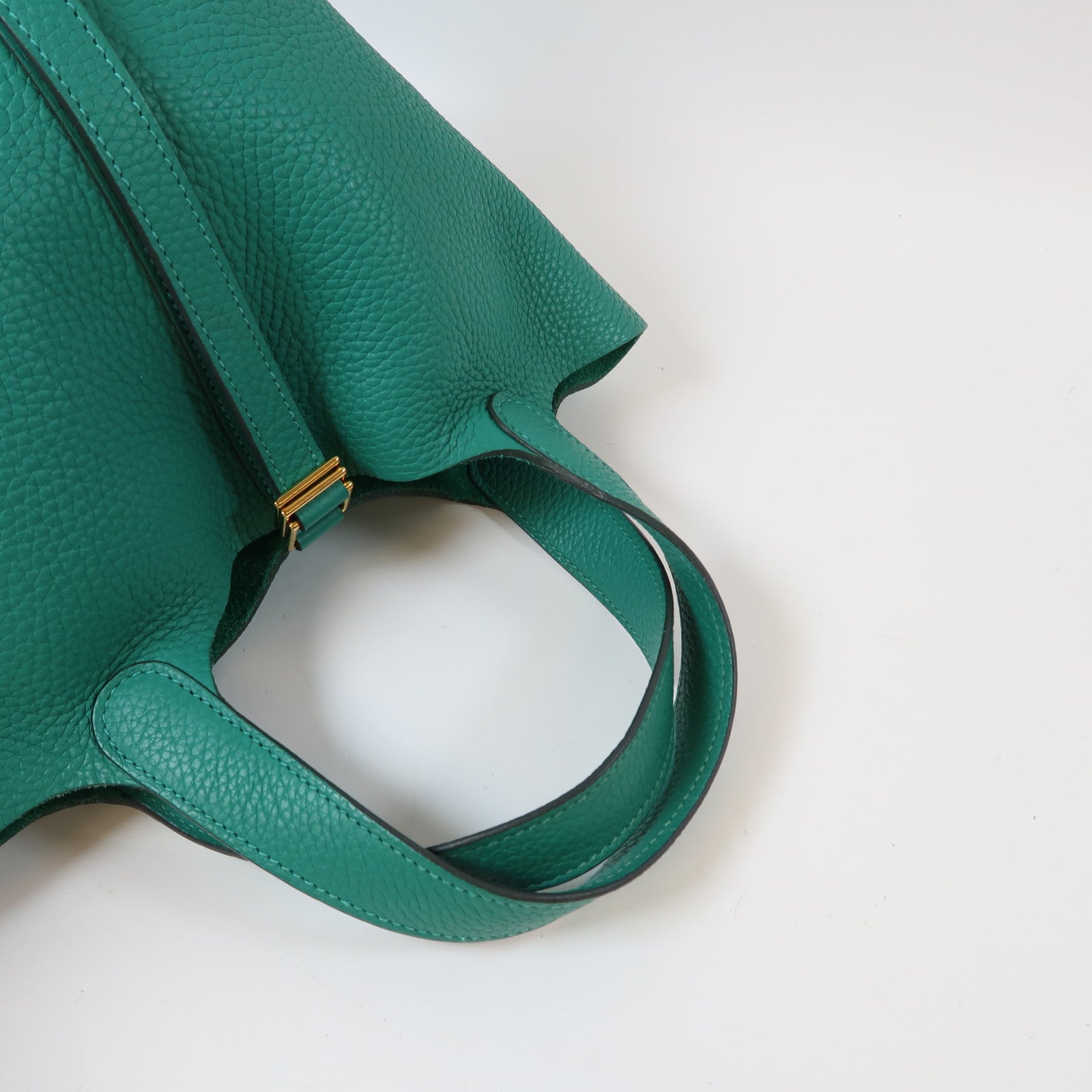 HERMES Clemence皮革Picotin PM金扣手挽袋Vert Vertigo/綠色