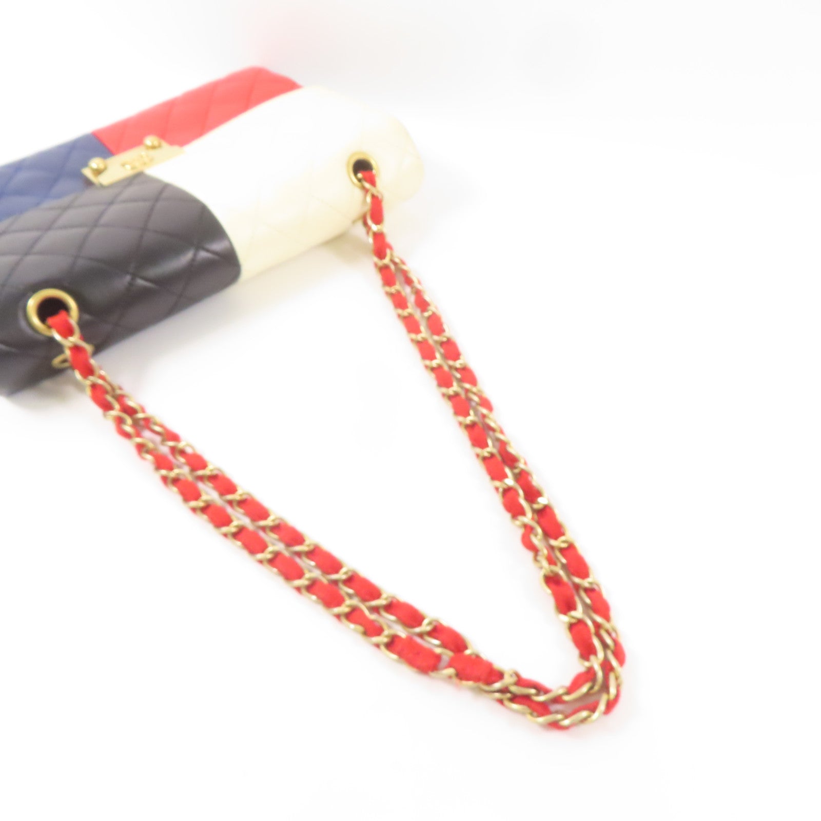 CHANEL 羊皮皮革Shoulder Bag金扣肩背袋紅色/白色/黑色/藍色