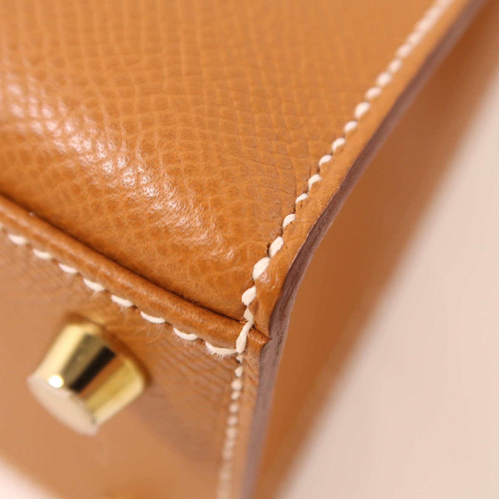 HERMES Epsom皮革Kelly 25金扣手挽肩背兩用袋Gold棕色