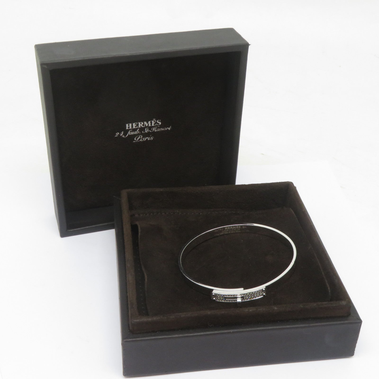 HERMES 18K白金Kelly Diamond Bracelet/Bangle 0.36ct鑽石手鐲