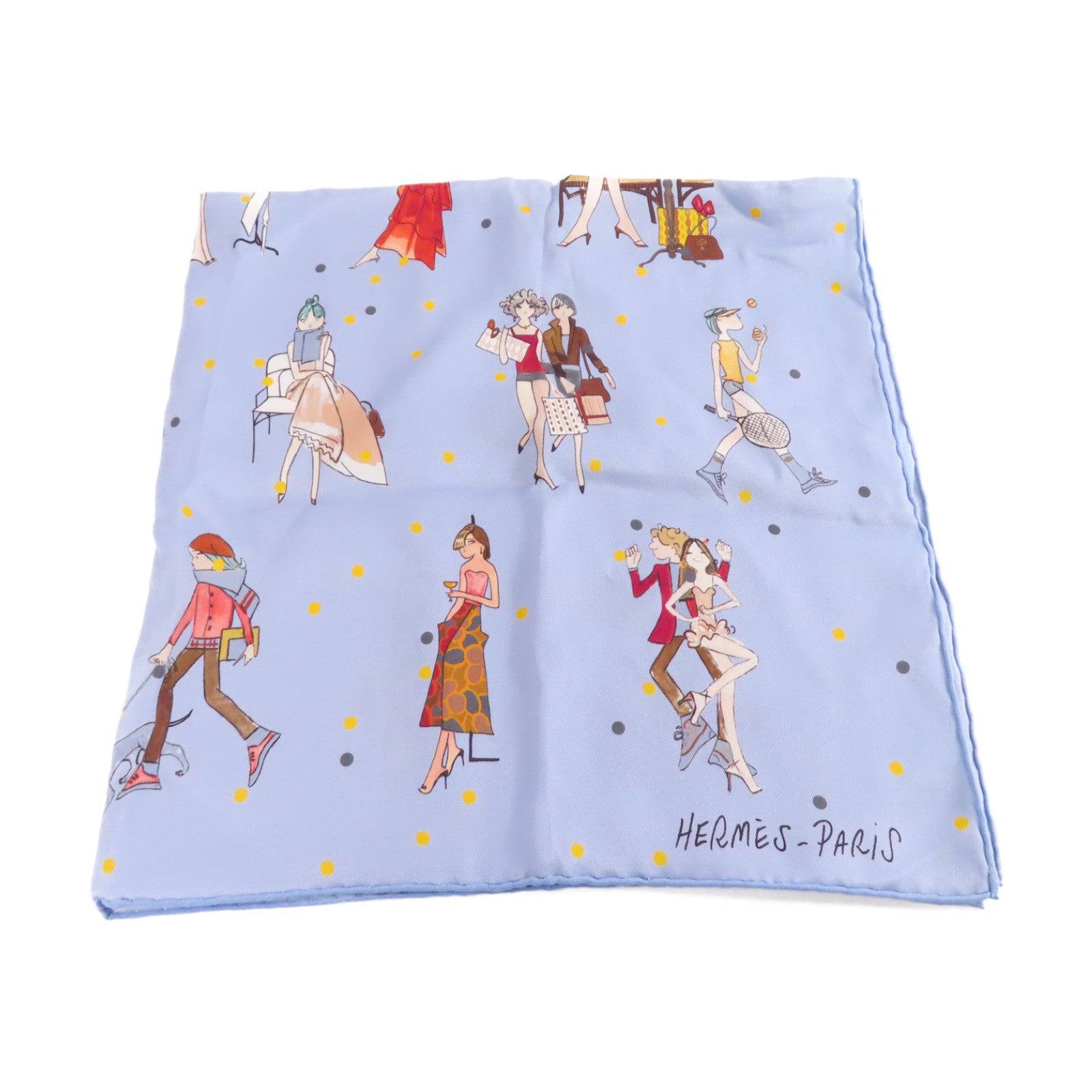 HERMES 【激減優惠】絲質65x65 Scarf絲巾藍色/彩色