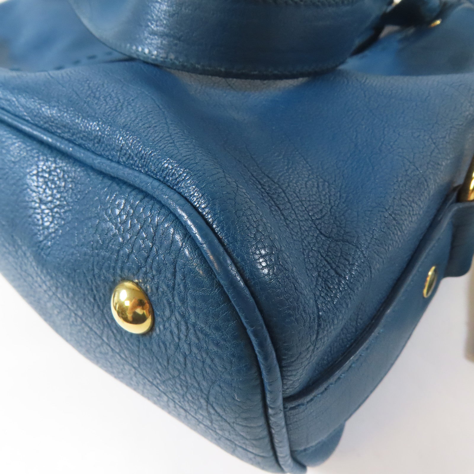 SAINT LAURENT 牛皮皮革Hand Bag金扣手挽袋藍色