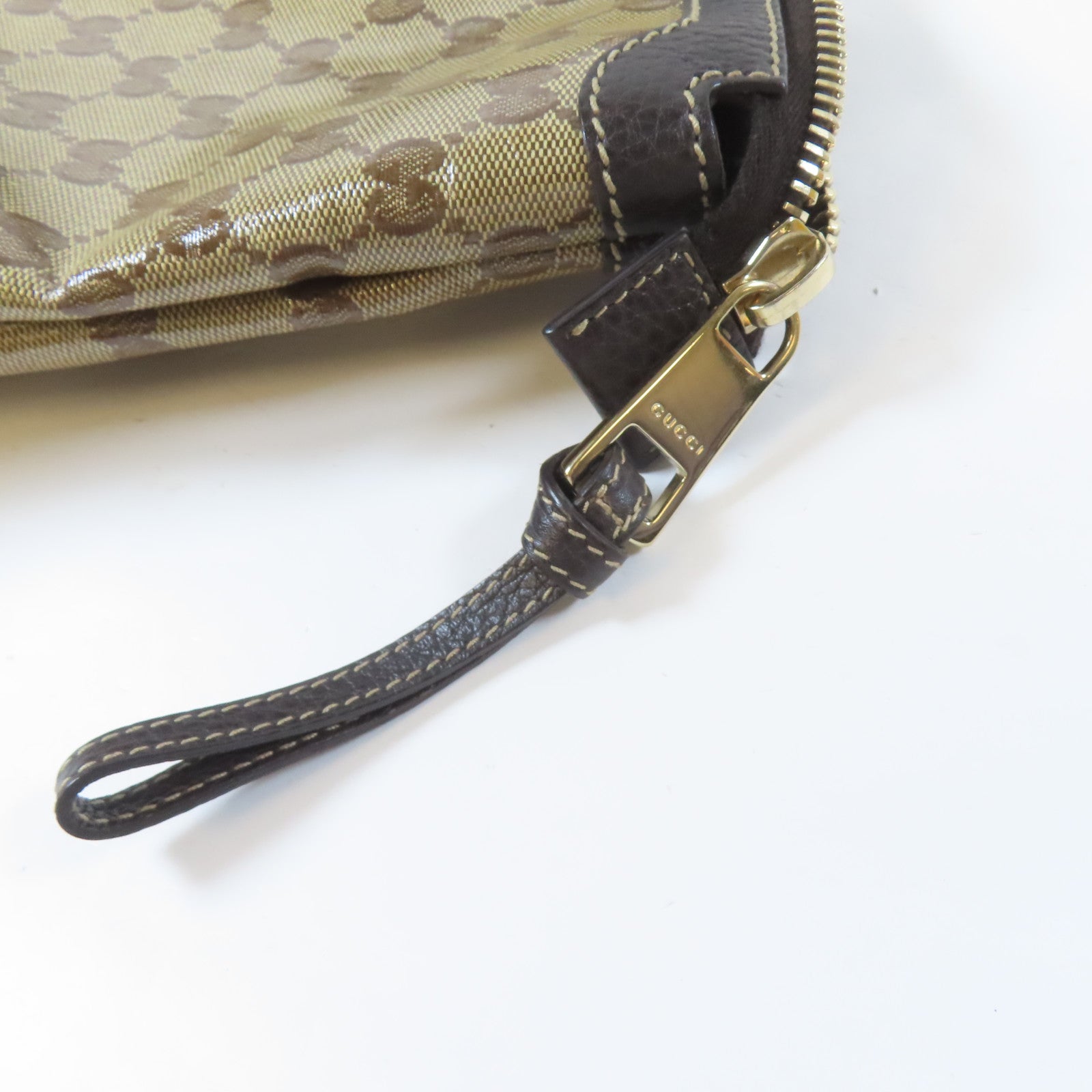 GUCCI 塗層帆布Shoulder Bag金扣肩背袋啡色