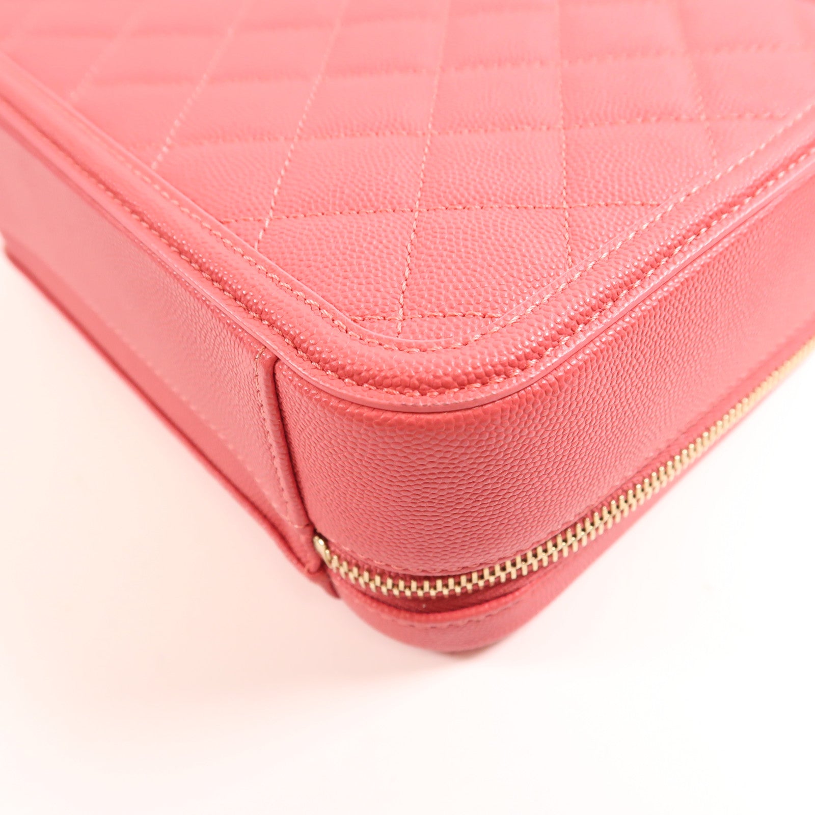 CHANEL 【激減優惠】牛皮皮革Vanity Case金扣鏈帶手挽肩背兩用袋