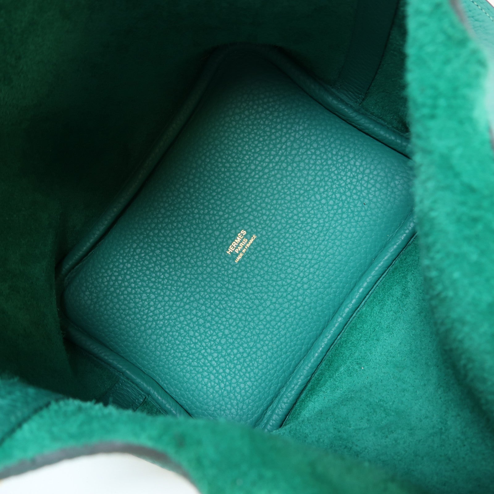 HERMES Clemence皮革Picotin PM金扣手挽袋Vert Vertigo/綠色