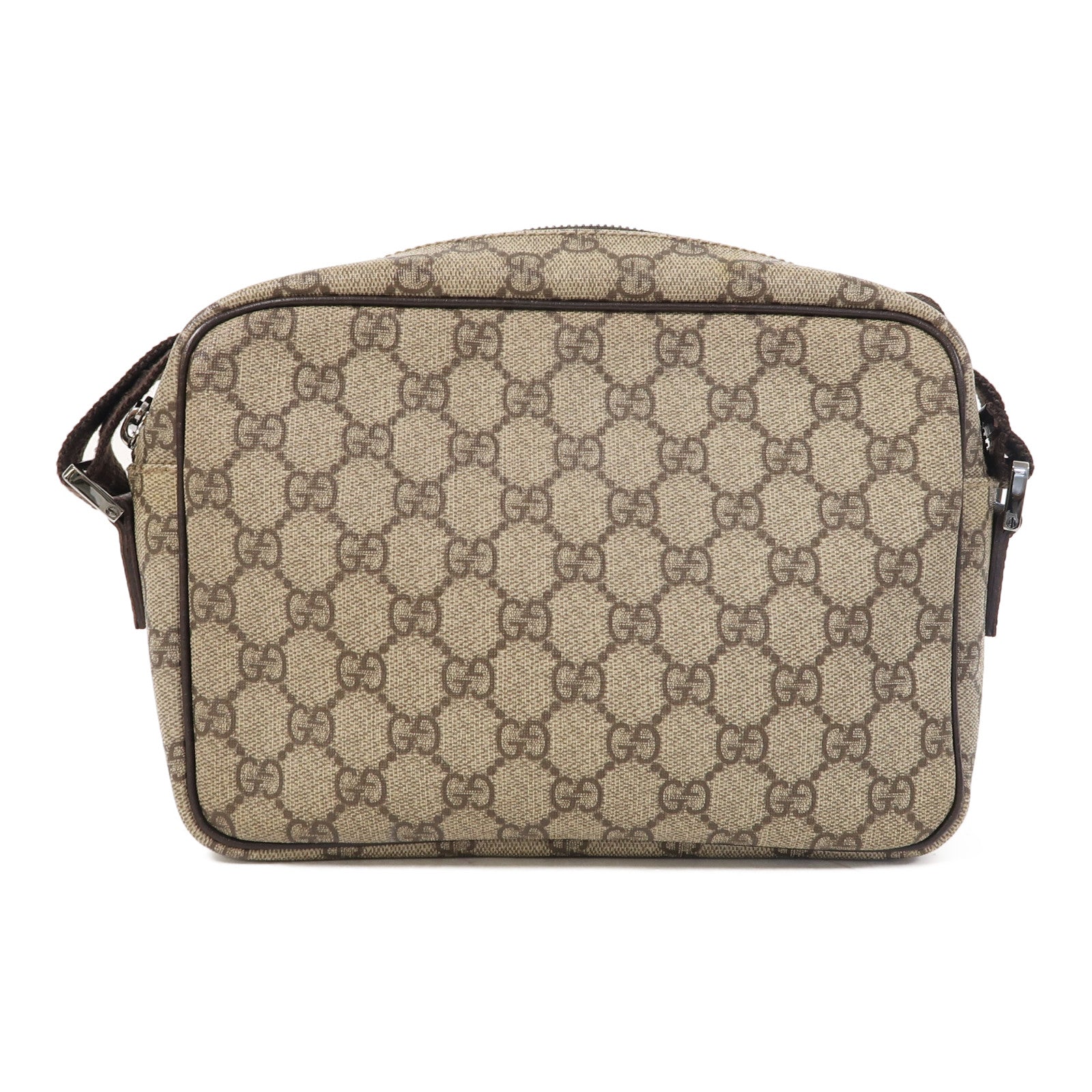 GUCCI 塗層帆布Shoulder Bag銀扣肩背袋啡色