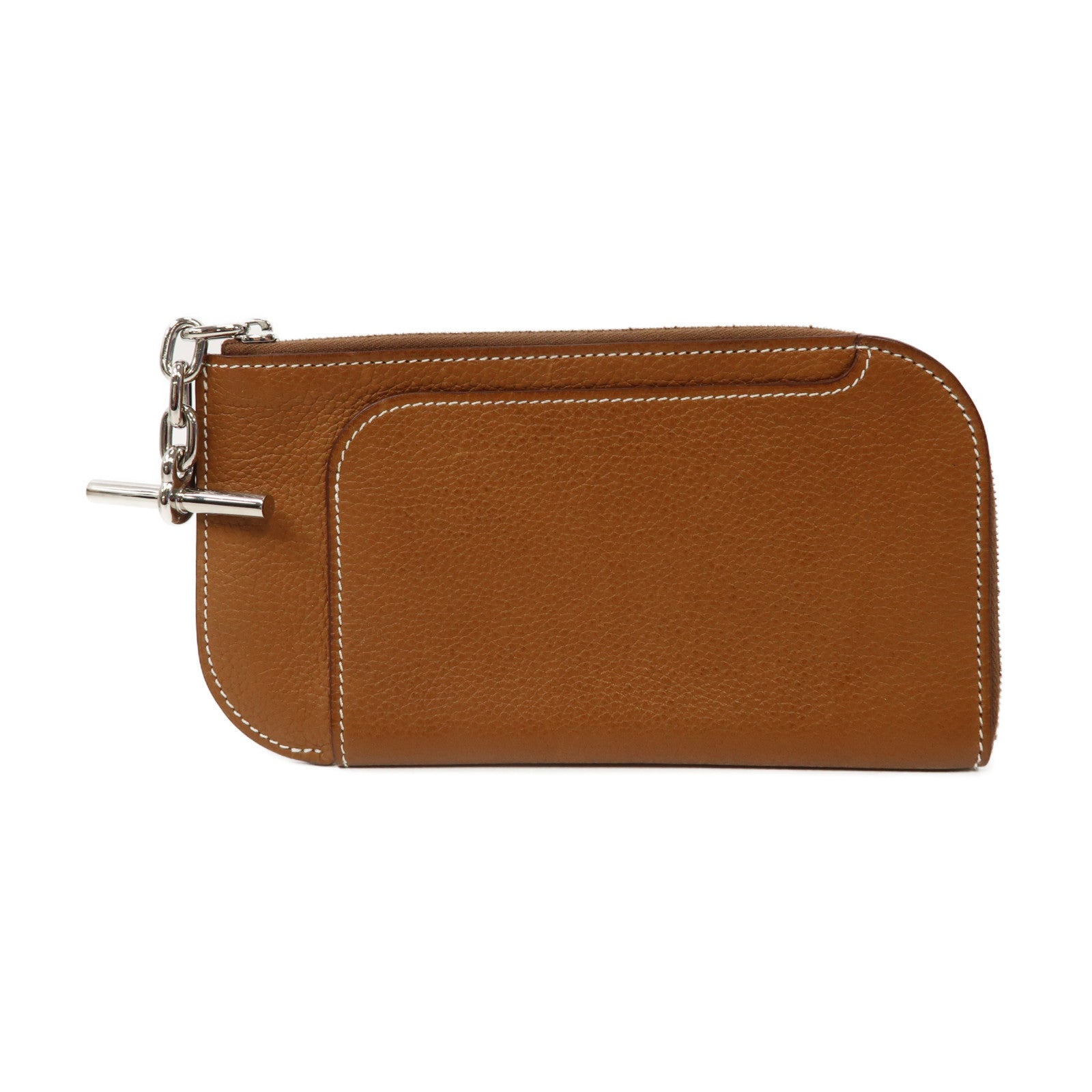 HERMES Evercolor皮革Strap GM Phone Case銀扣手機套經典駝色
