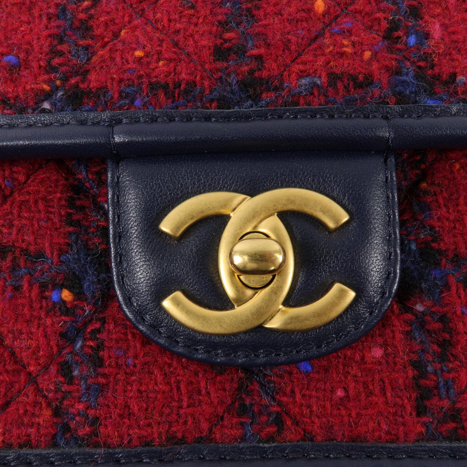 CHANEL Tweed Top Handle Flap Bag鏈帶肩背袋