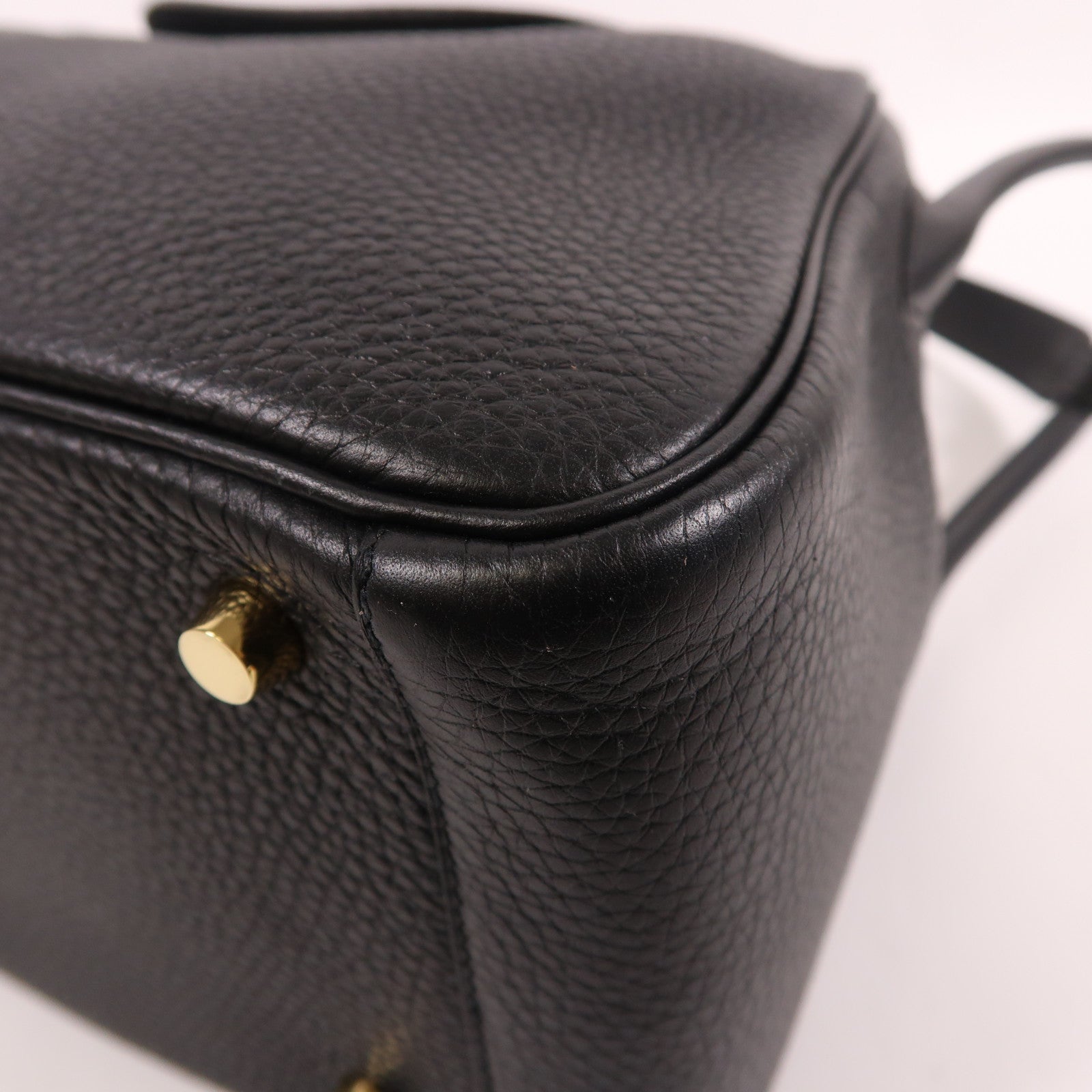 HERMES Clemence皮革Lindy 26金扣手挽肩背兩用袋黑色