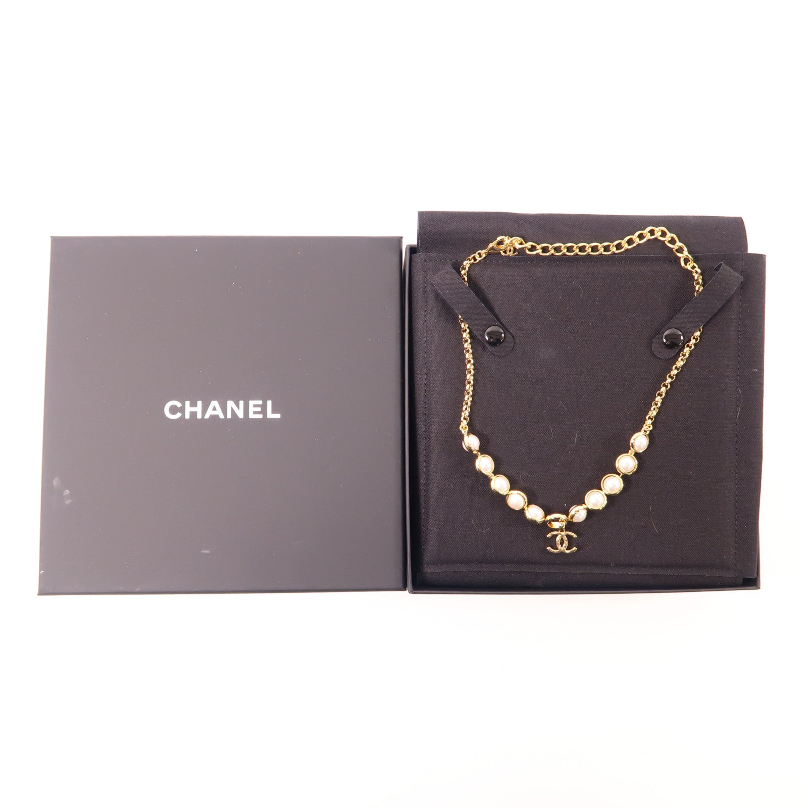 CHANEL 金屬Necklace項鍊金色/白色