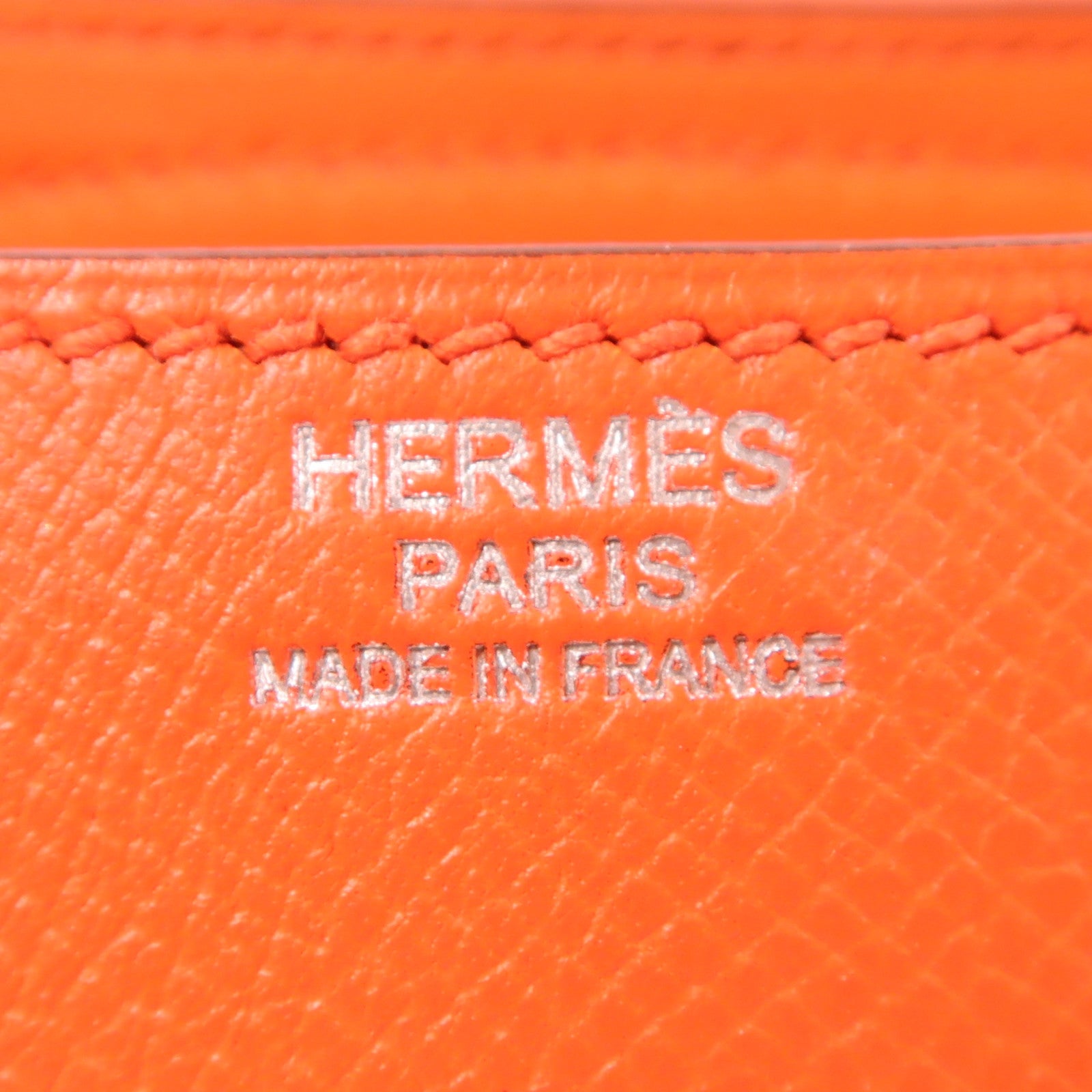 HERMES Epsom皮革Harnais Bag銀扣肩背袋Orange