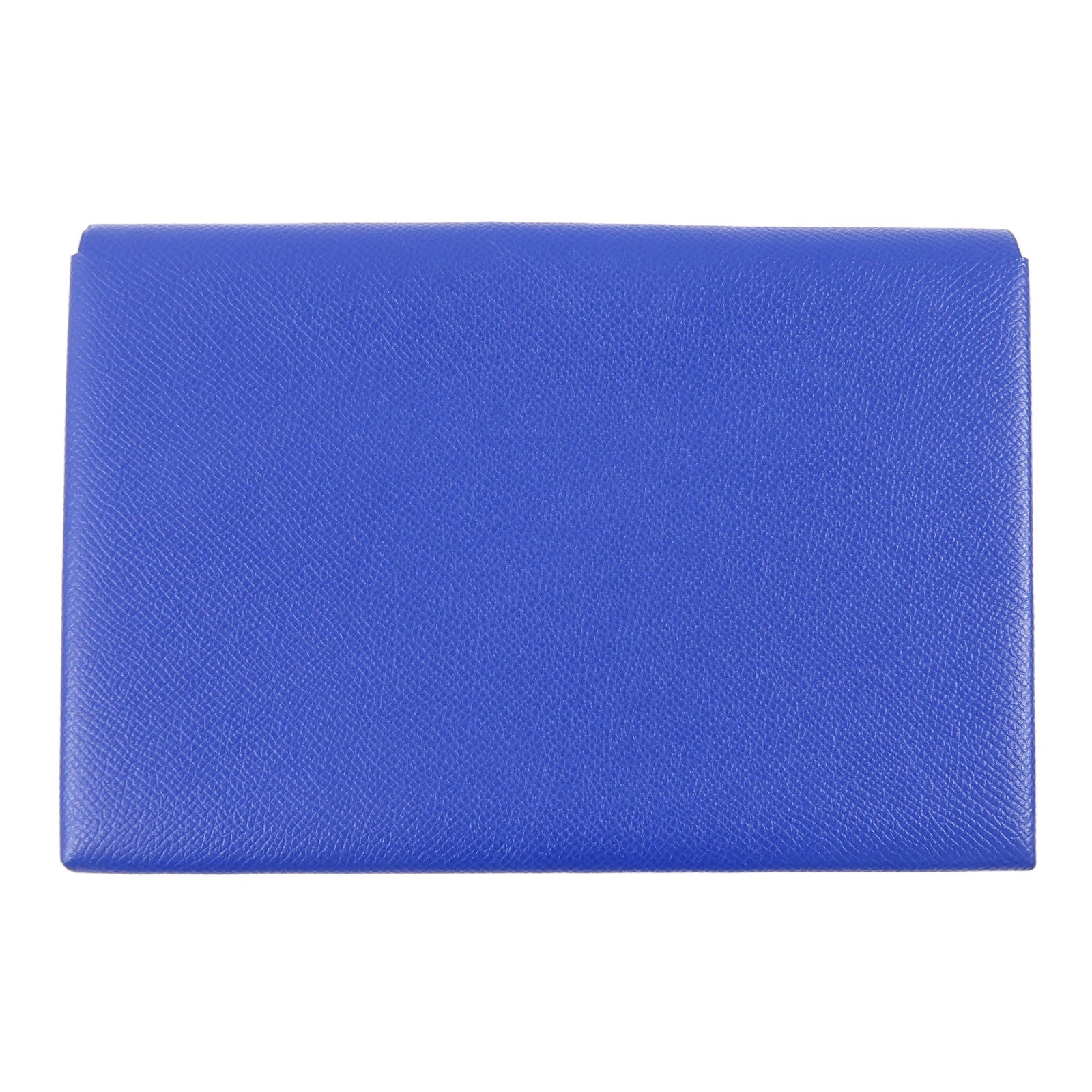 HERMES Epsom皮革Pochette Calvi MM銀扣手拿包藍色