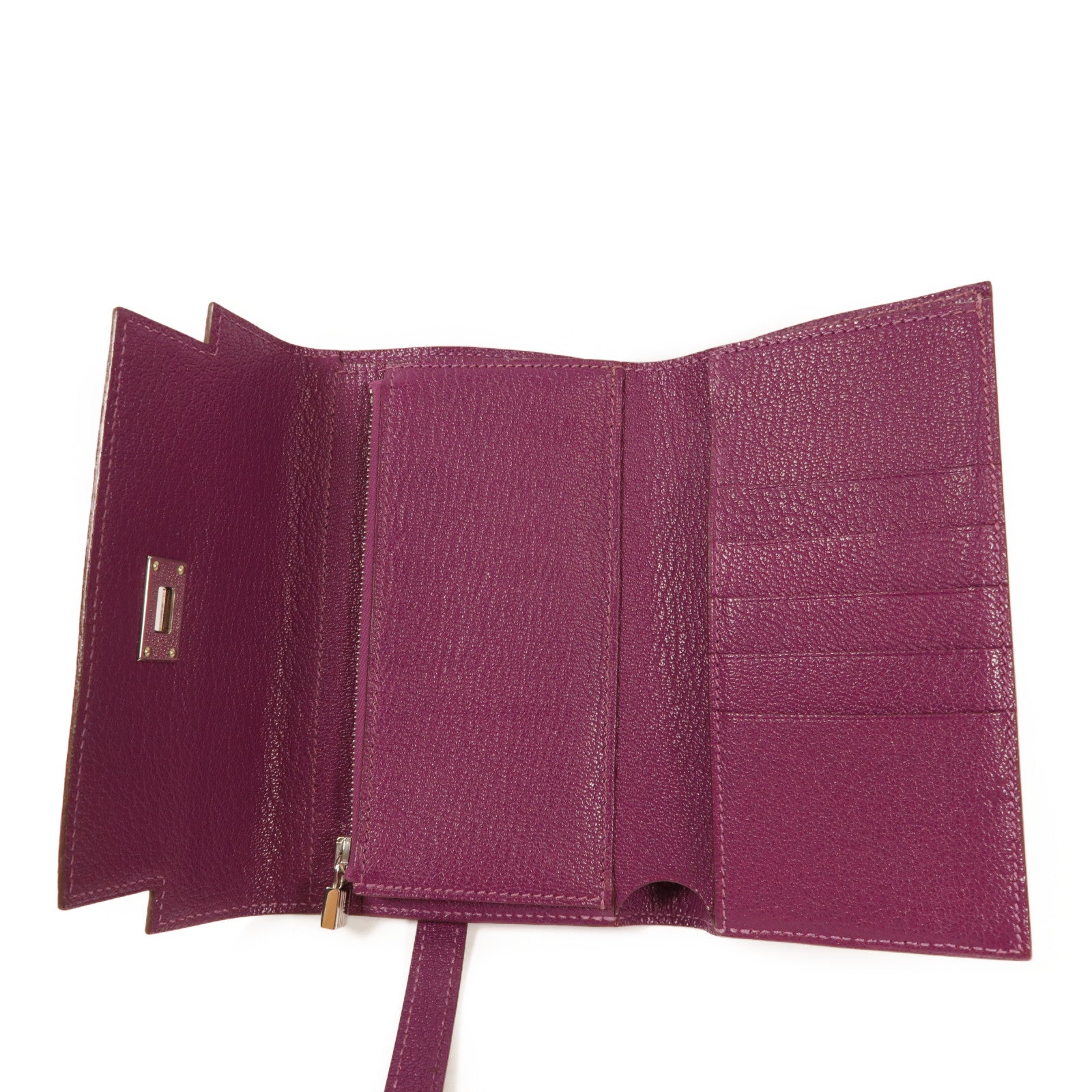 HERMES PHW Kelly Depliant Wallet Chevre Leather Anemone