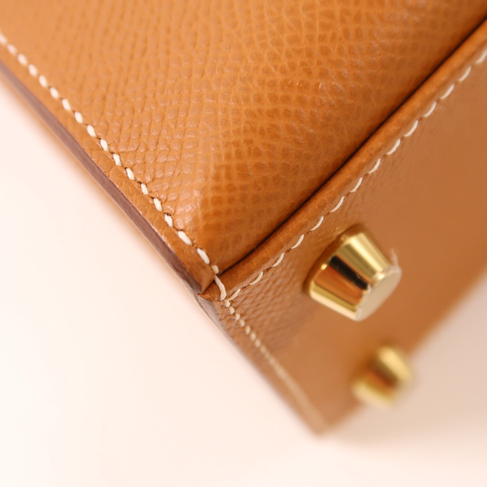 HERMES Epsom皮革Kelly 25金扣手挽肩背兩用袋Gold棕色