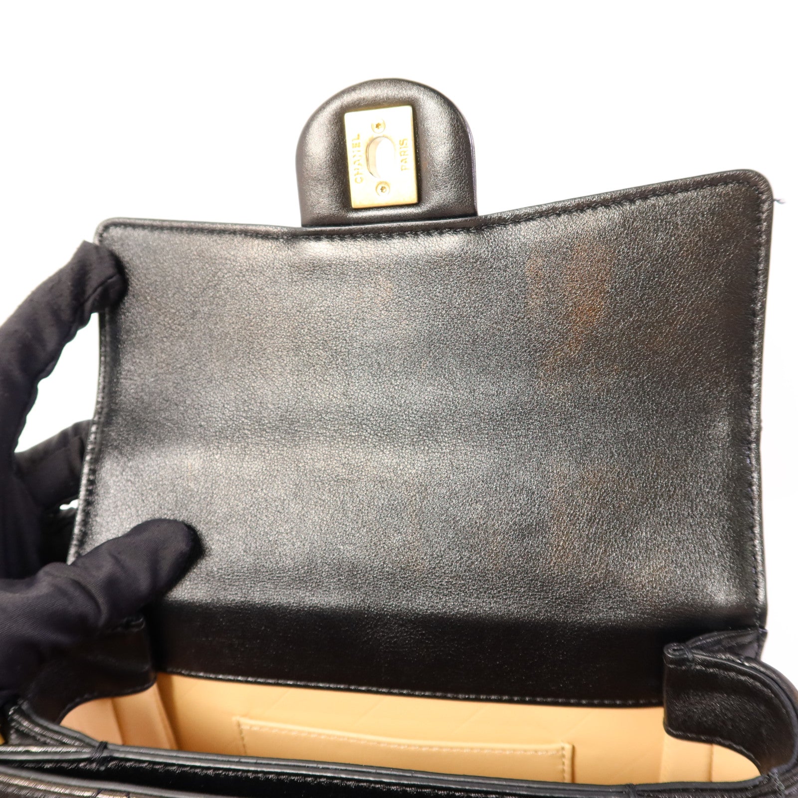 CHANEL 牛皮皮革Chain Shoulder Bag金扣鏈帶肩背袋