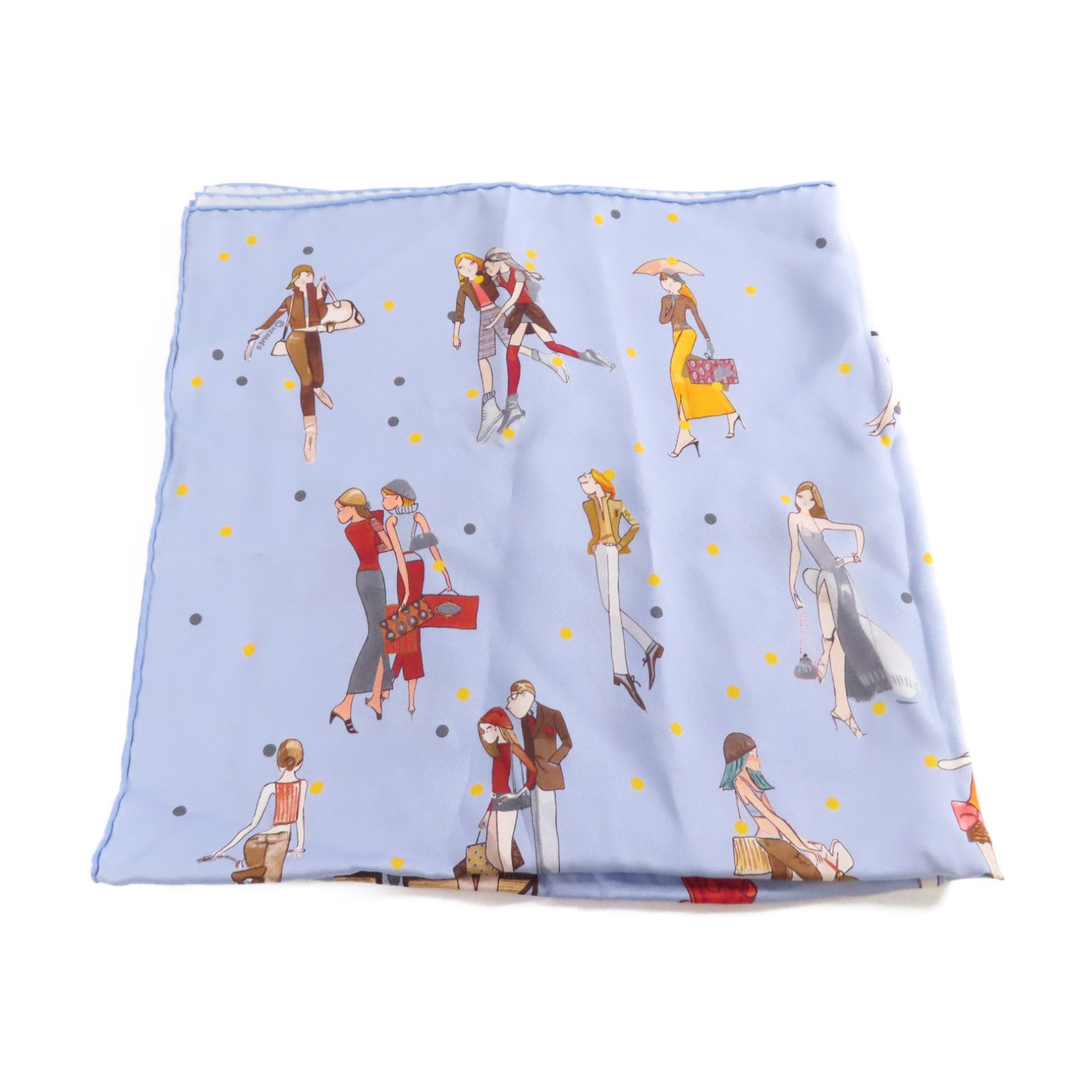 HERMES 【激減優惠】絲質65x65 Scarf絲巾藍色/彩色