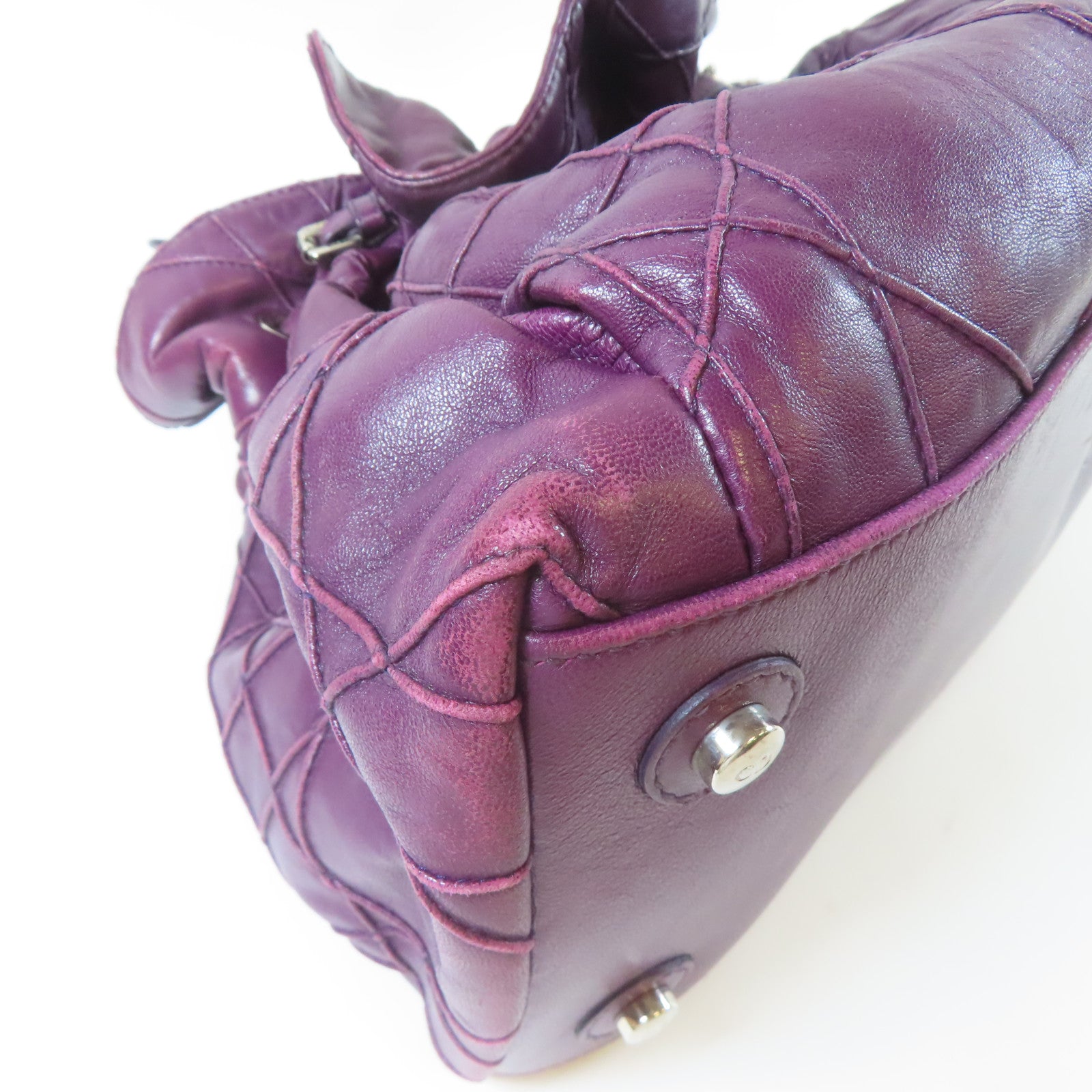 Dior 【激減優惠】牛皮皮革Shoulder Bag銀扣肩背袋紫色